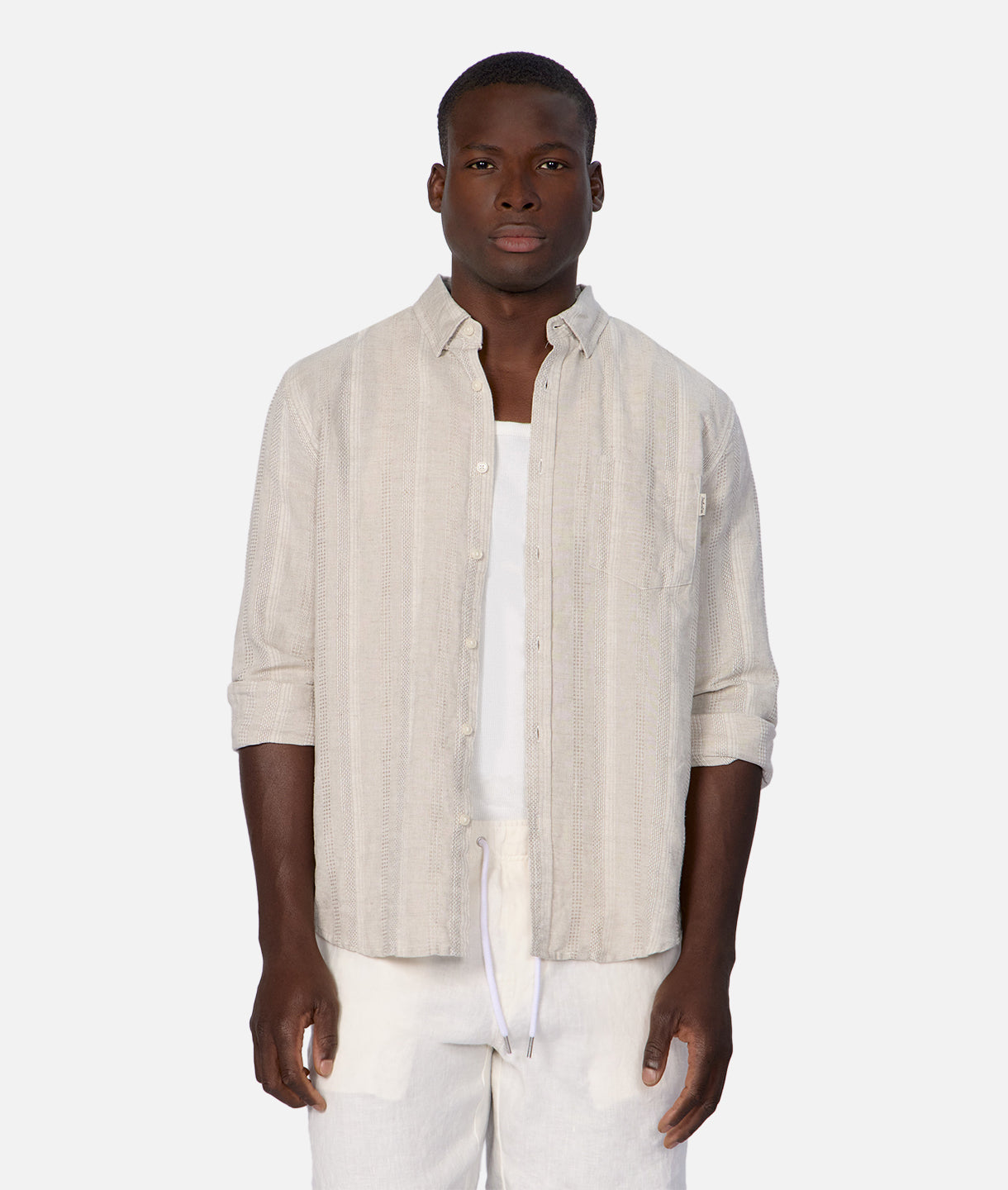 Premium Bahrain Long Sleeve Linen Shirt for Men - Breathable Wheat Color - Perfect for Summer Travel & Casual Office Wear
