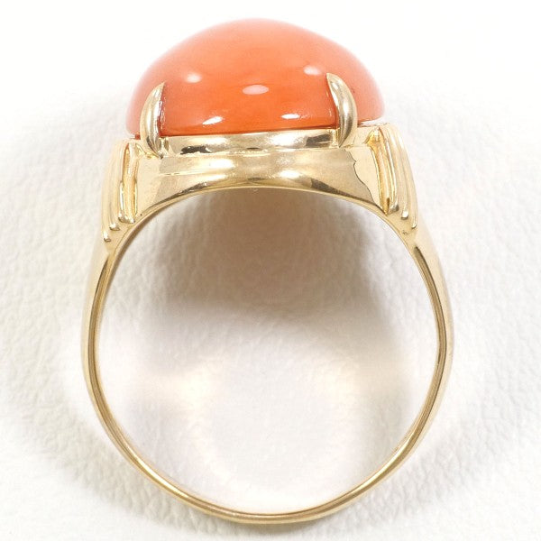 18K Yellow Gold Coral Ring for Women - Elegant Handmade Jewelry Gift for Birthday, Anniversary & Valentine's Day - Perfect for Beach Weddings & Summer Fashion Accessories