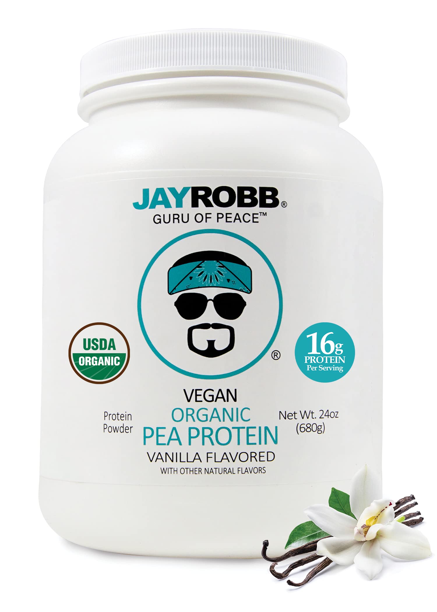 Jay Robb Organic Vegan Vanilla Pea Protein Powder - Plant-Based Protein Supplement for Muscle Recovery & Weight Loss | Perfect for Smoothies, Baking & Post-Workout Shakes