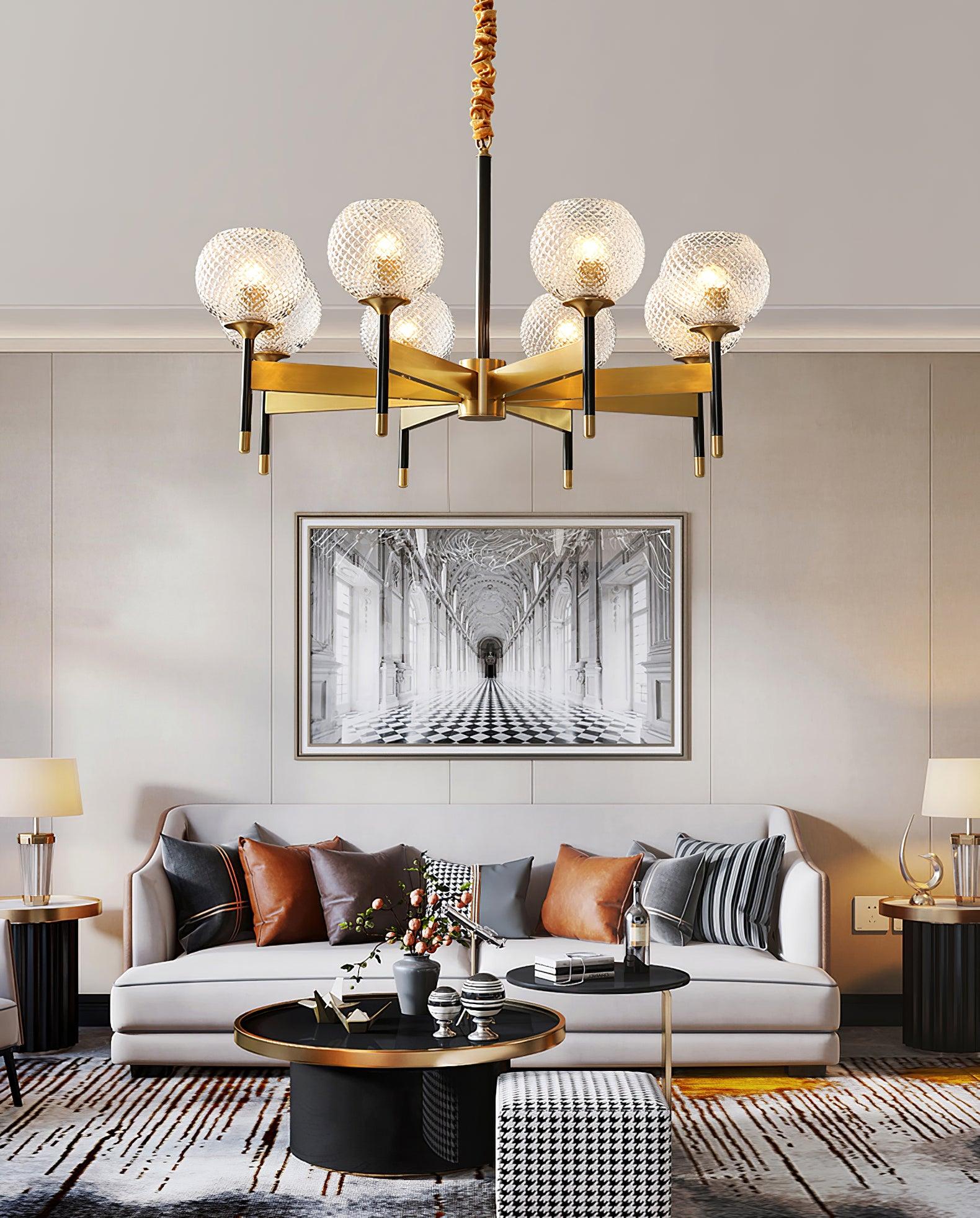 Elegant Breton Crystal Chandelier - Modern Ceiling Light Fixture for Dining Room, Living Room & Bedroom - Perfect for Home Decor & Wedding Venues