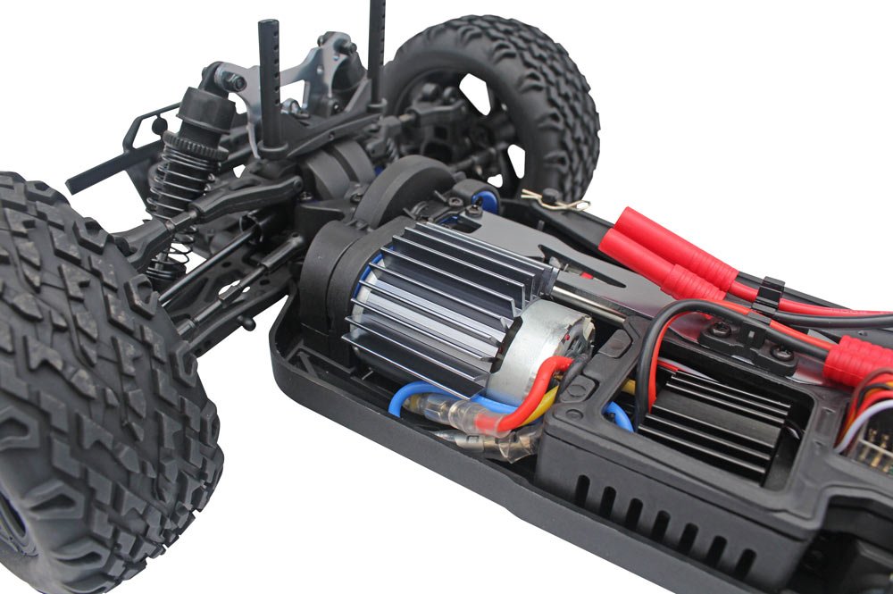 Redcat Racing Blackout XTE 1/10 Scale Electric Monster Truck - Waterproof RC Car for Off-Road Bashing, Silver/Red SUV Body (Blackout-XTE-SILVERSUV) | Ideal for Backyard Racing & Outdoor Adventure