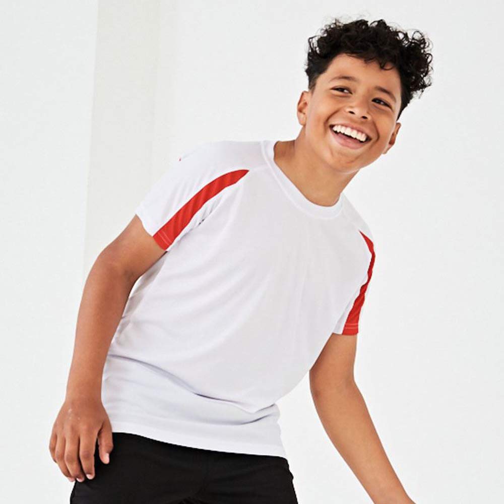 Just Cool Kids Big Boys Contrast Plain Sports T-Shirt - Breathable Cotton Athletic Tee for Boys Activewear - Perfect for Basketball, Soccer & Outdoor Play