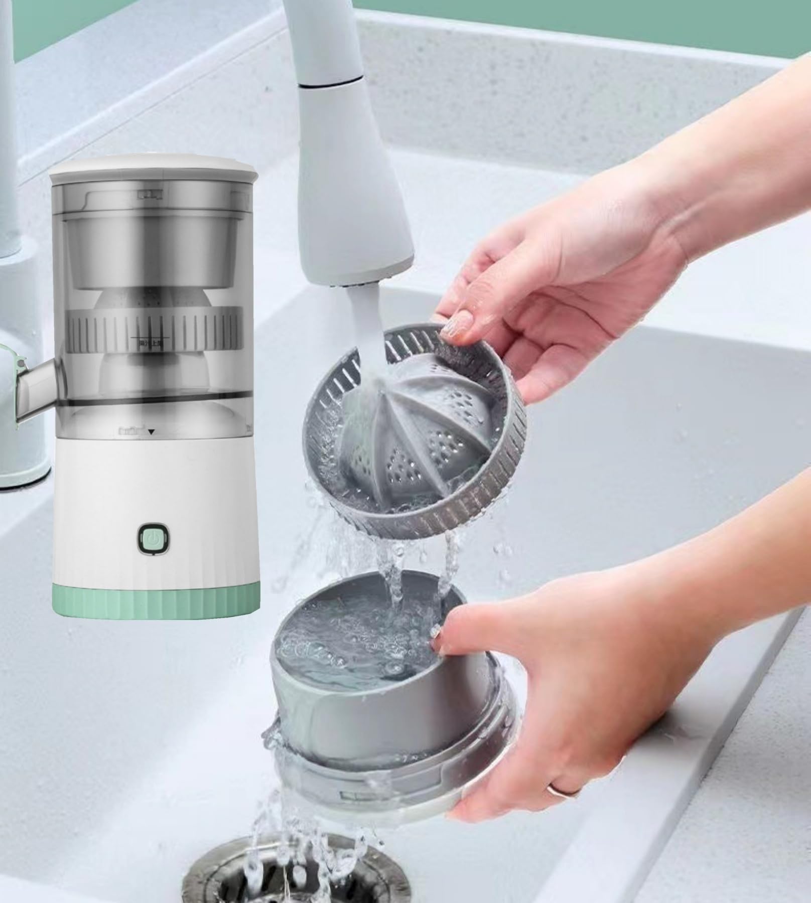 Automatic Separation Juicer - Portable Electric Juicer Machine for Fruits & Vegetables, USB Rechargeable with Cleaning Brush (Red, 3.7V) - Perfect for Home, Office, Gym & Outdoor Use