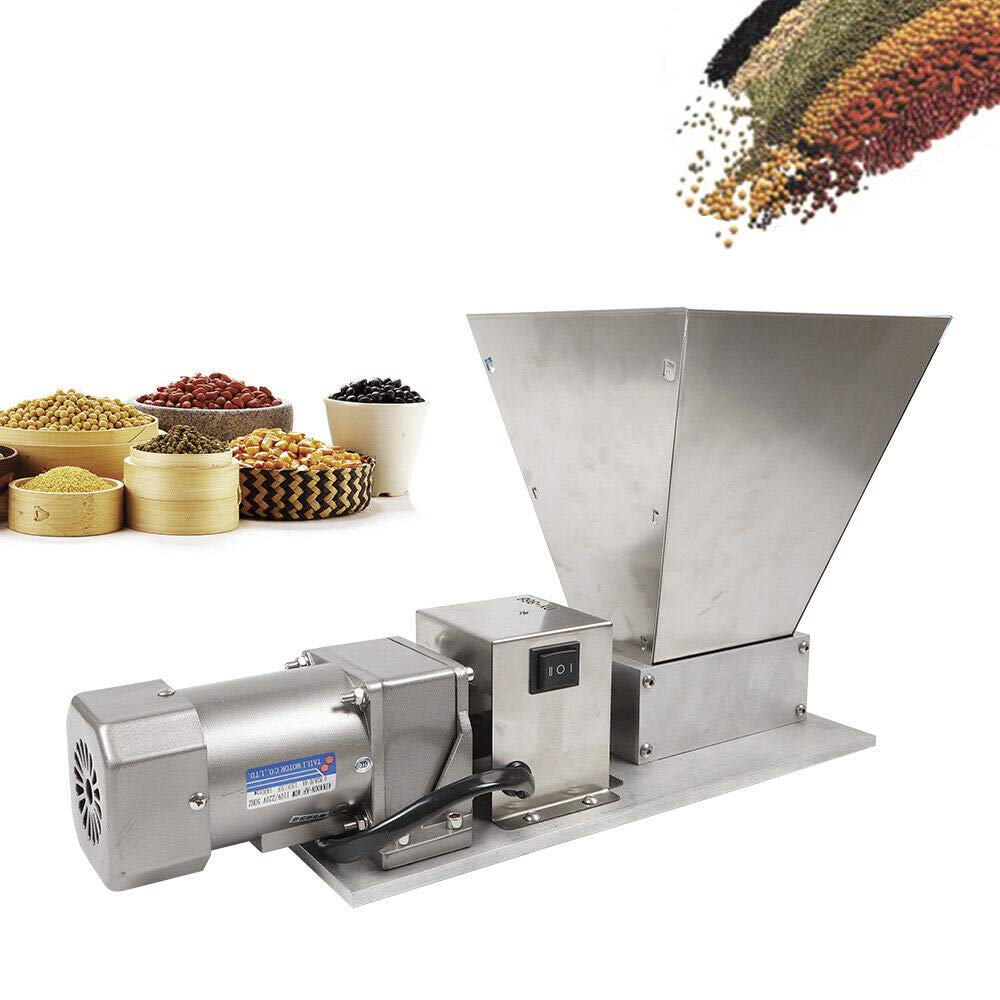 Electric Grain Mill Grinder - 2 Roller Barley Crusher for Home Brewing, Malt Mill with Food Grade Stainless Steel, 110V for Wheat, Cereal & Beans - Perfect for Beer Making, Bread Flour & Healthy Cooking