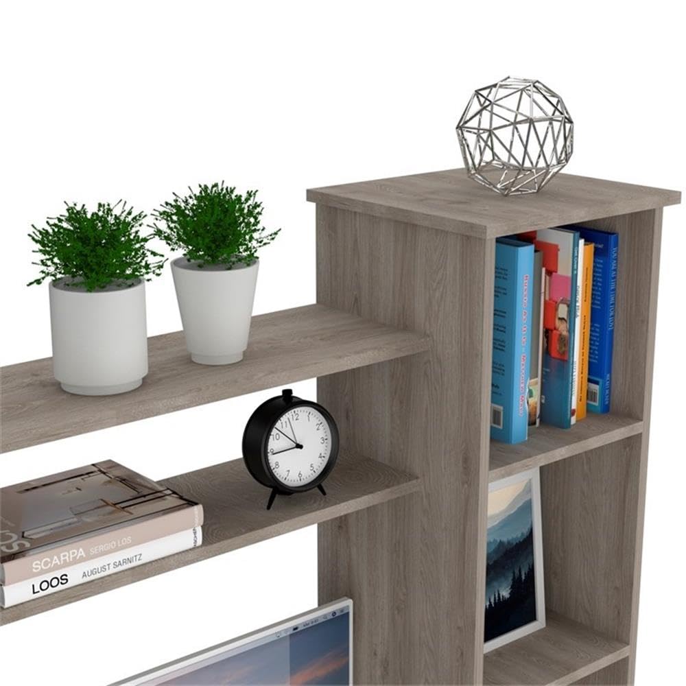 TUHOME Gray Versalles Engineered Wood Desk for Home Office