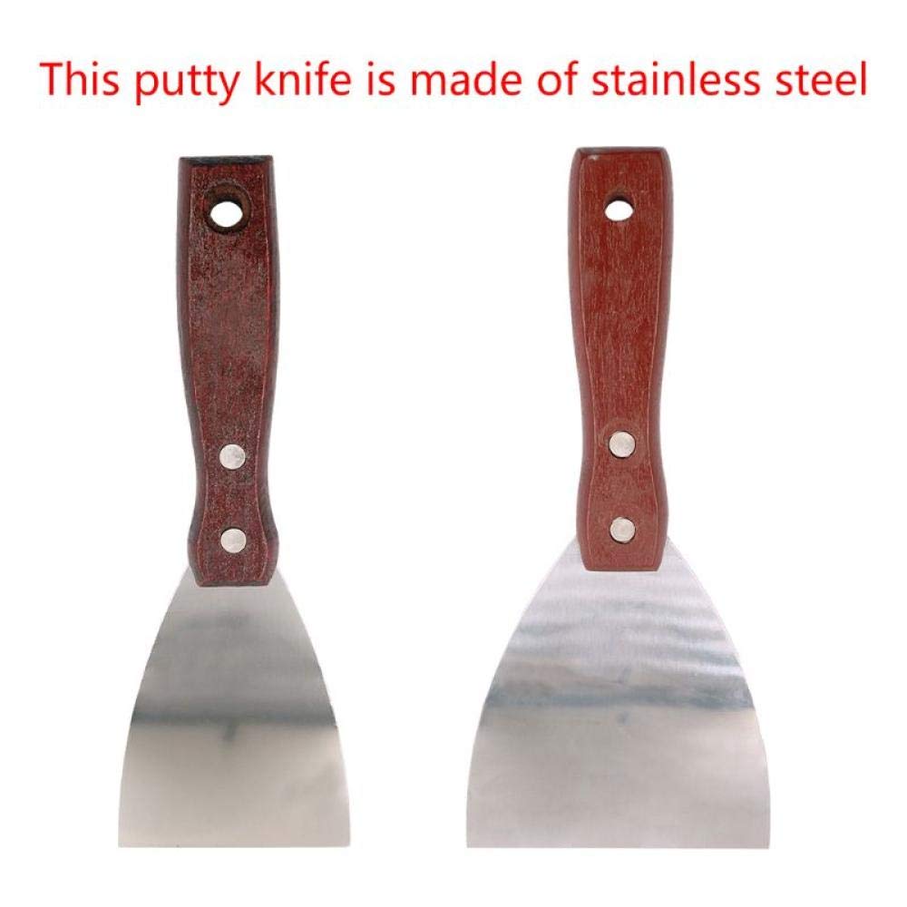 4/5 Inch Stainless Steel Putty Knife - Wooden Handle Drywall Spatula for Wall Repair, Painting & Home Decoration - Perfect for DIY Projects & Professional Use