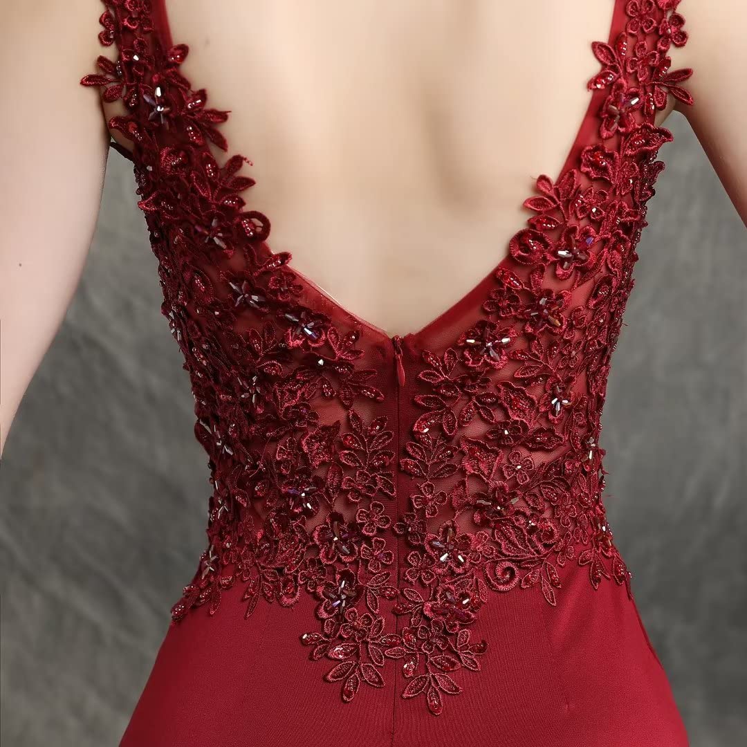 Elegant V-Neck Floral Lace Mermaid Prom Dress for Women - Long Formal Evening Gown with Appliques | Perfect for Homecoming, Wedding Guest & Special Occasions