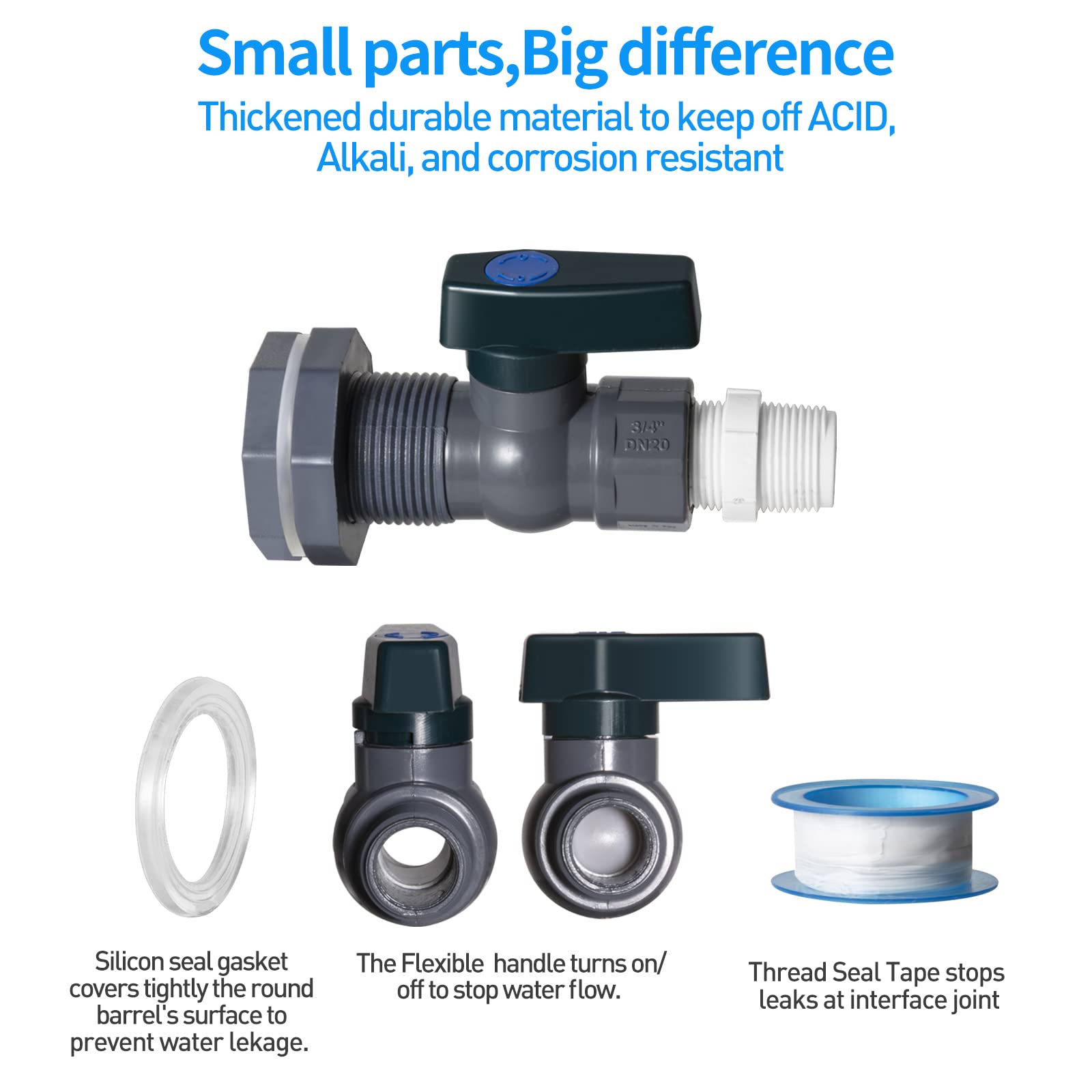 Rain Barrel Spigot Kit - PVC Water Barrel Diverter with Bulkhead Fitting, Hose Faucet Adapter & Thread Seal Tape | Perfect for Water Tanks, Aquariums, Bathtubs, Pools & Garden Barrels | Outdoor Water Conservation & Irrigation Solution
