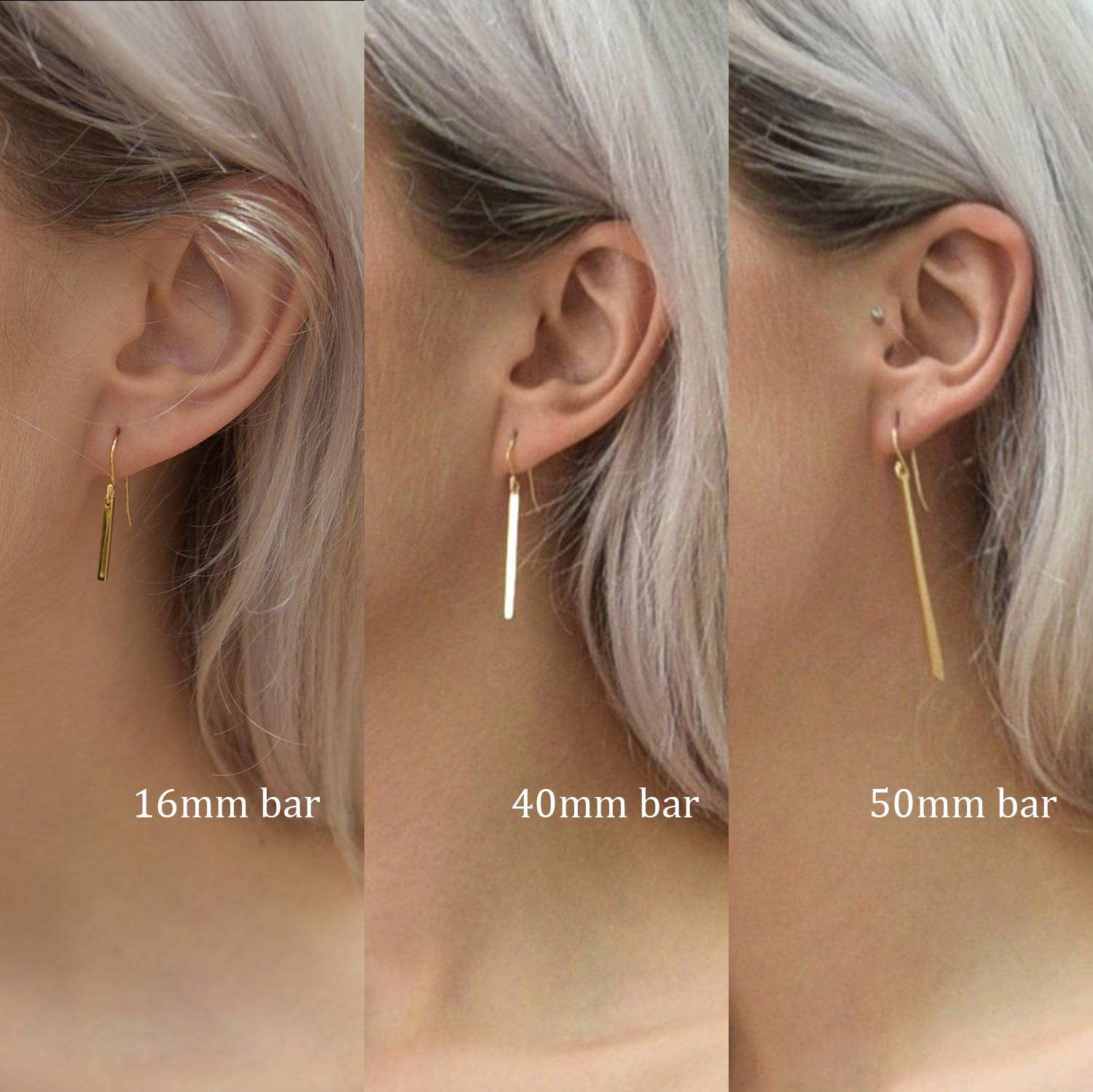 18K Gold Plated Sterling Silver Bar Drop Earrings for Women - Elegant Minimalist Dangle Earrings for Everyday Wear, Parties & Special Occasions