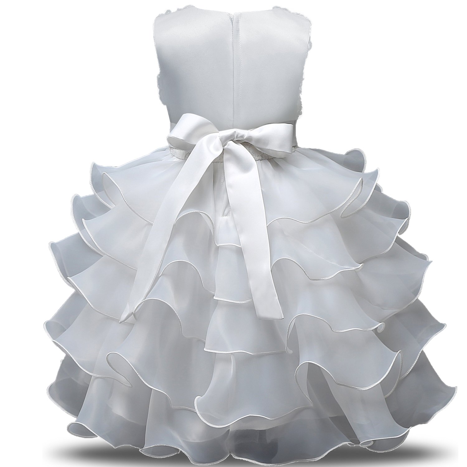 NNJXD Girls' Ruffled Lace Party Dress - Elegant Flower Girl Dress for Weddings, Birthday Parties & Special Occasions