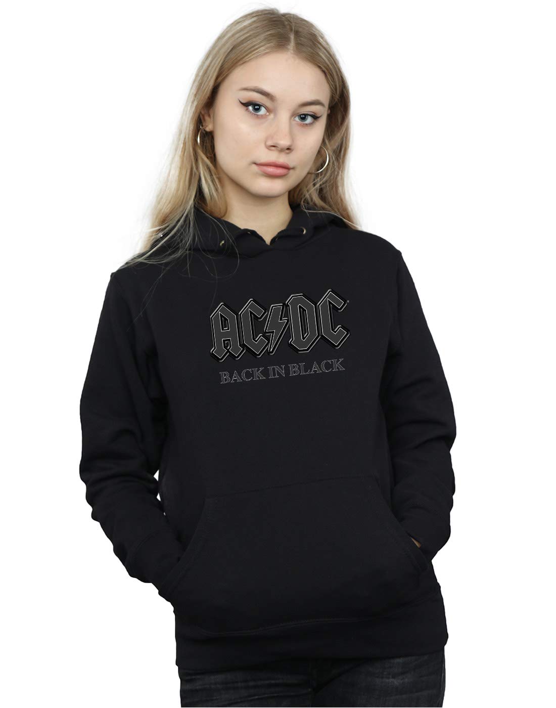 AC/DC Women's Back In Black Hoodie - Vintage Rock Band Sweatshirt for Concerts & Casual Wear