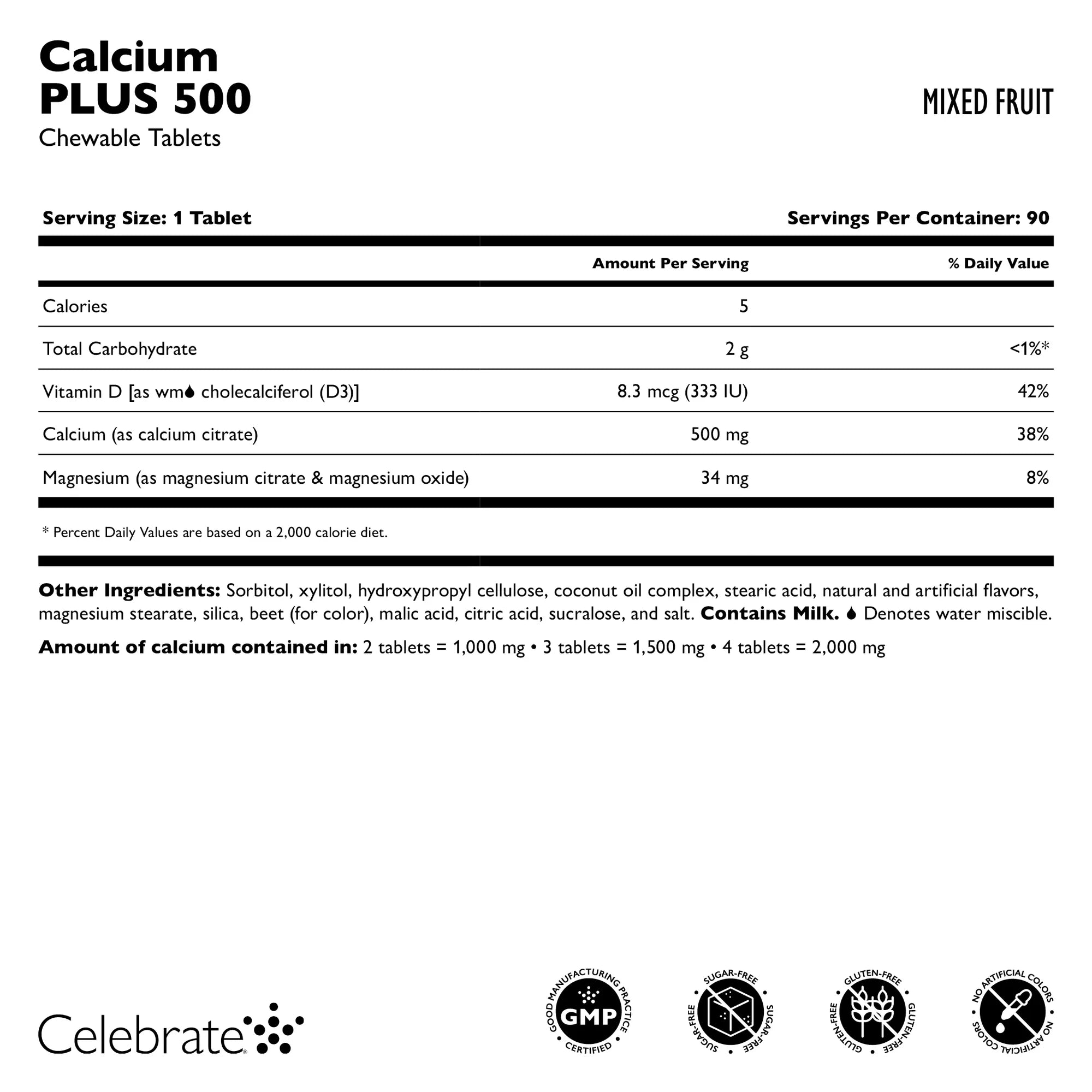 Calcium PLUS 500 Chewable Tablets - High Absorption Calcium Supplement with Vitamin D for Bone Health | Supports Strong Teeth & Joints | Ideal for Adults & Seniors | Perfect for Daily Nutrition & Active Lifestyle