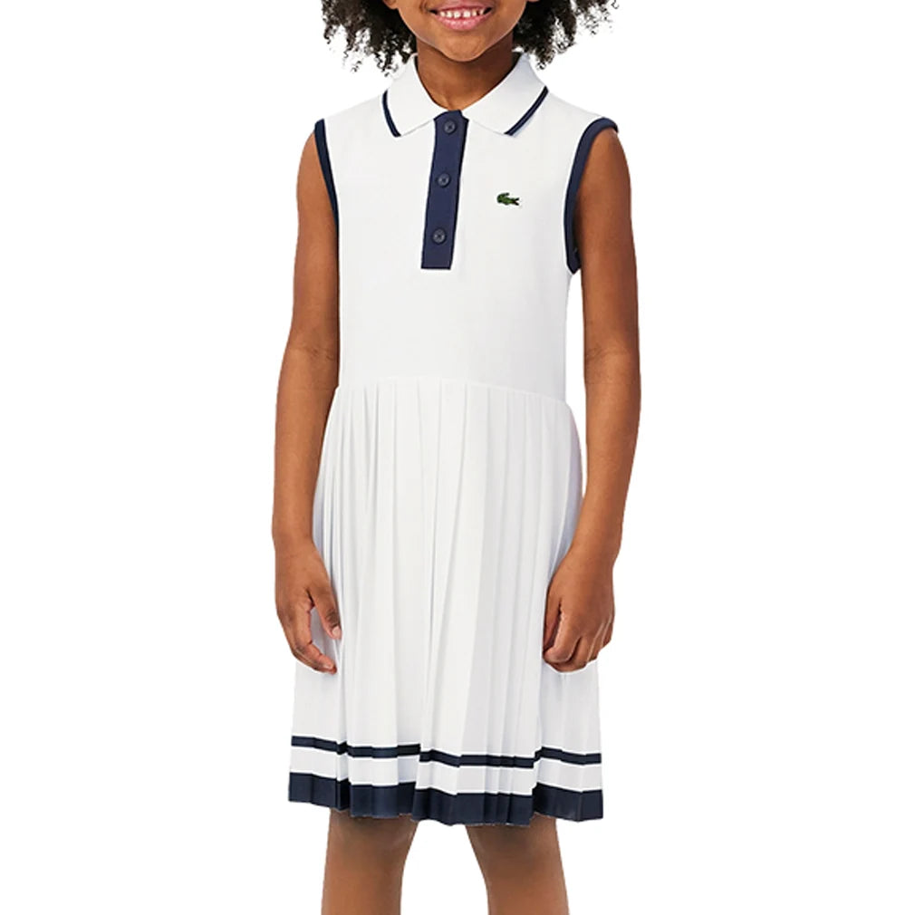 Girls' Mini Pique Tennis Dress White - Breathable & Comfortable Athletic Wear for Junior Tennis Matches & Summer Sports