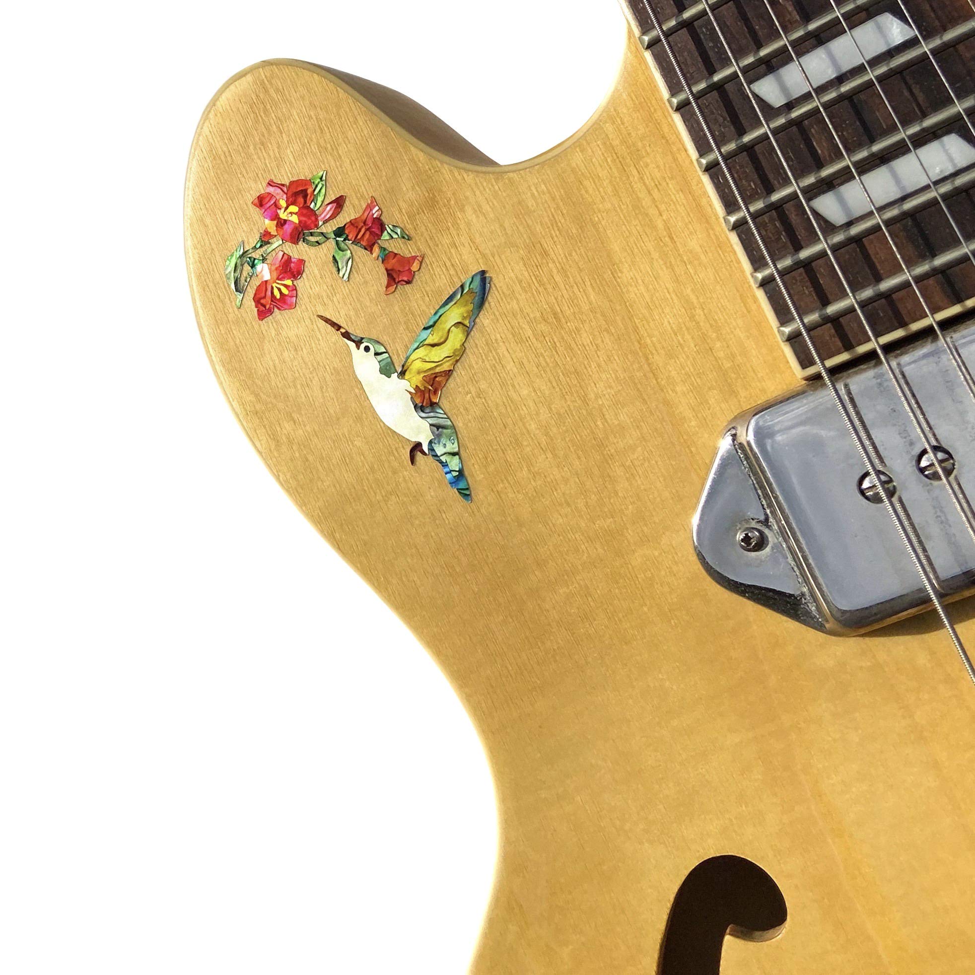 Hummingbird Guitar Stickers for Bass & Ukulele - Floral Inlay Decals for Musicians