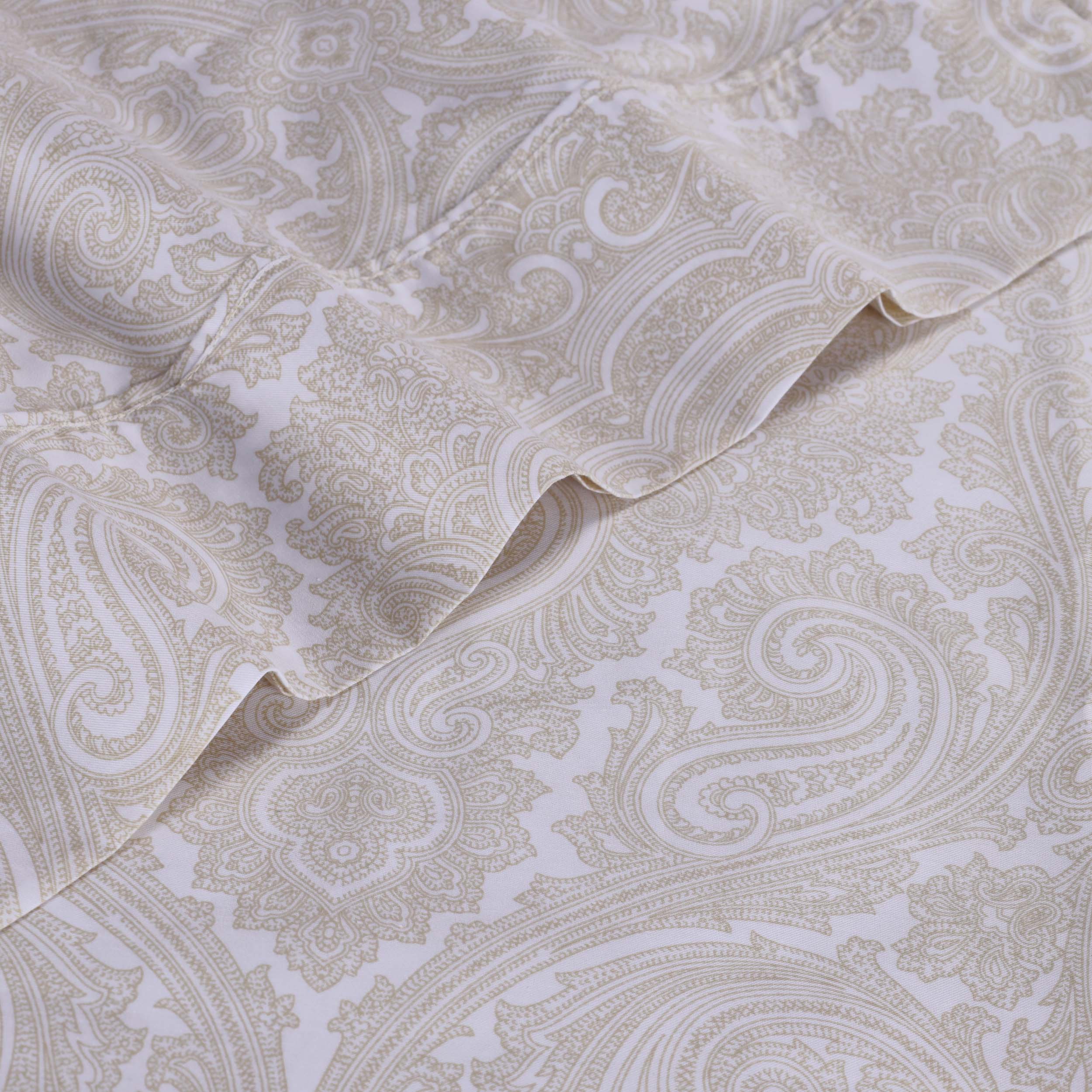 Italian Paisley 600 Thread Count Cotton Blend Deep Pocket Sheet Set - Ultra Soft Bedding for Queen & King Size Beds - Perfect for Luxury Hotels, Guest Rooms & Master Bedrooms