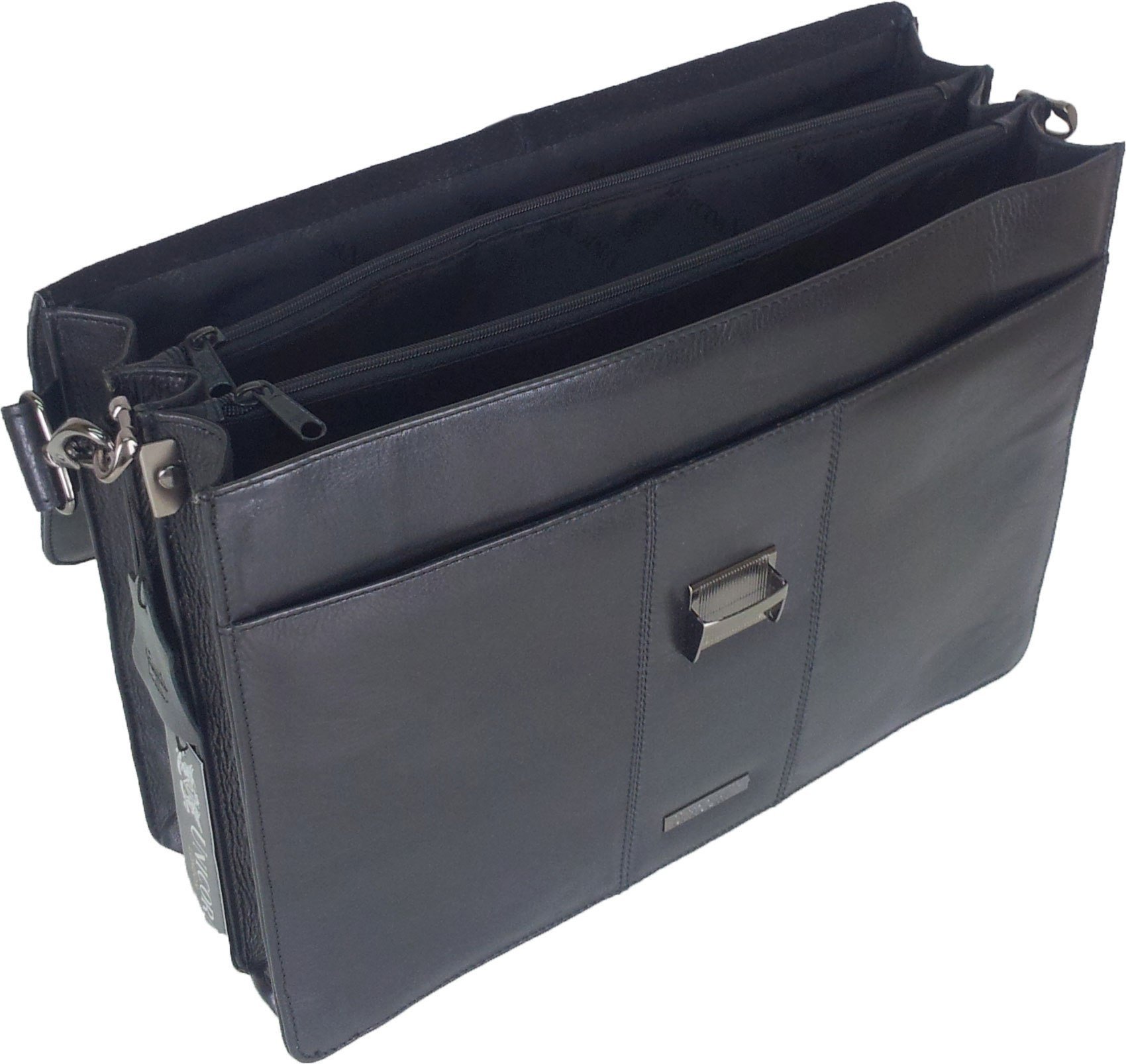 Premium Unicorn Black Genuine Leather Business Briefcase - Executive Messenger Bag with Key Lock (#2N) - Ideal for Office, Travel & Professional Meetings