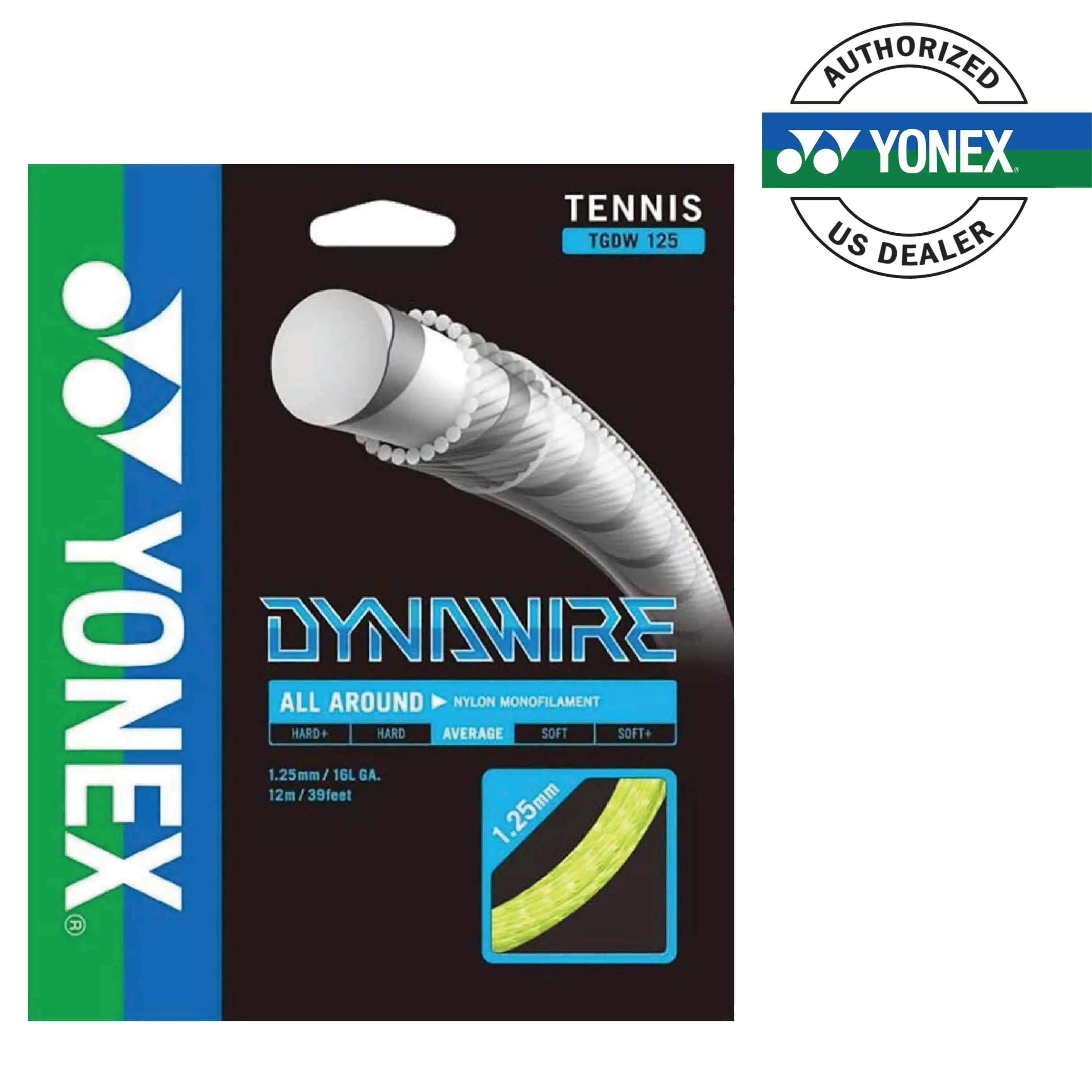 Yonex Dynawire 125 / 16L Tennis String | High Performance Synthetic Gut String for Tennis Rackets | Perfect for Competitive Play & Practice Sessions