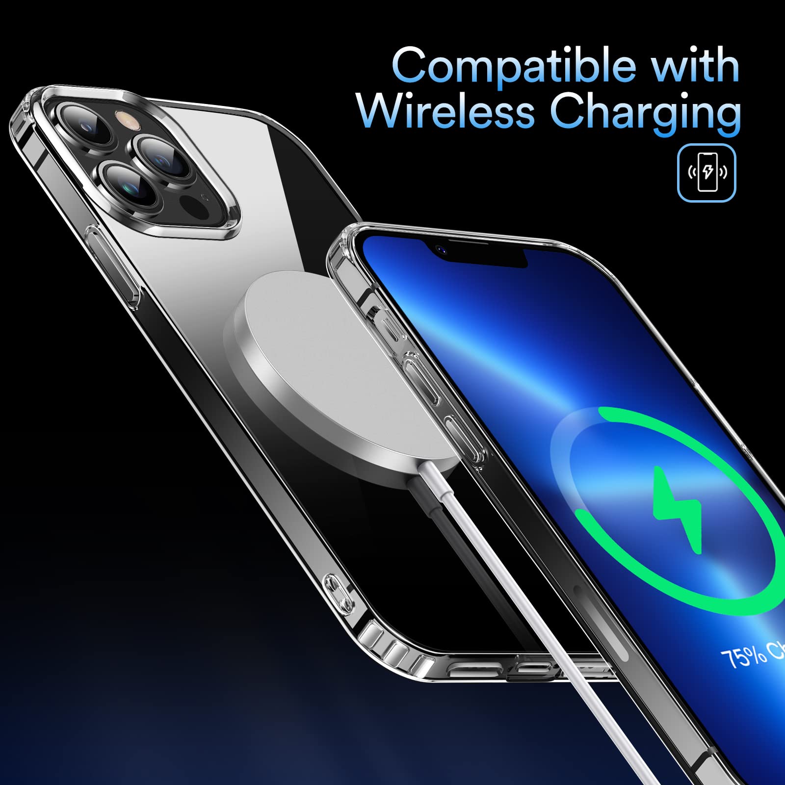 Elando Crystal Clear iPhone 13 Pro Case - Military Grade Drop Protection, Shockproof & Non-Yellowing Slim Thin Phone Cover for 6.1 Inch - Perfect for Everyday Use, Travel & Outdoor Activities