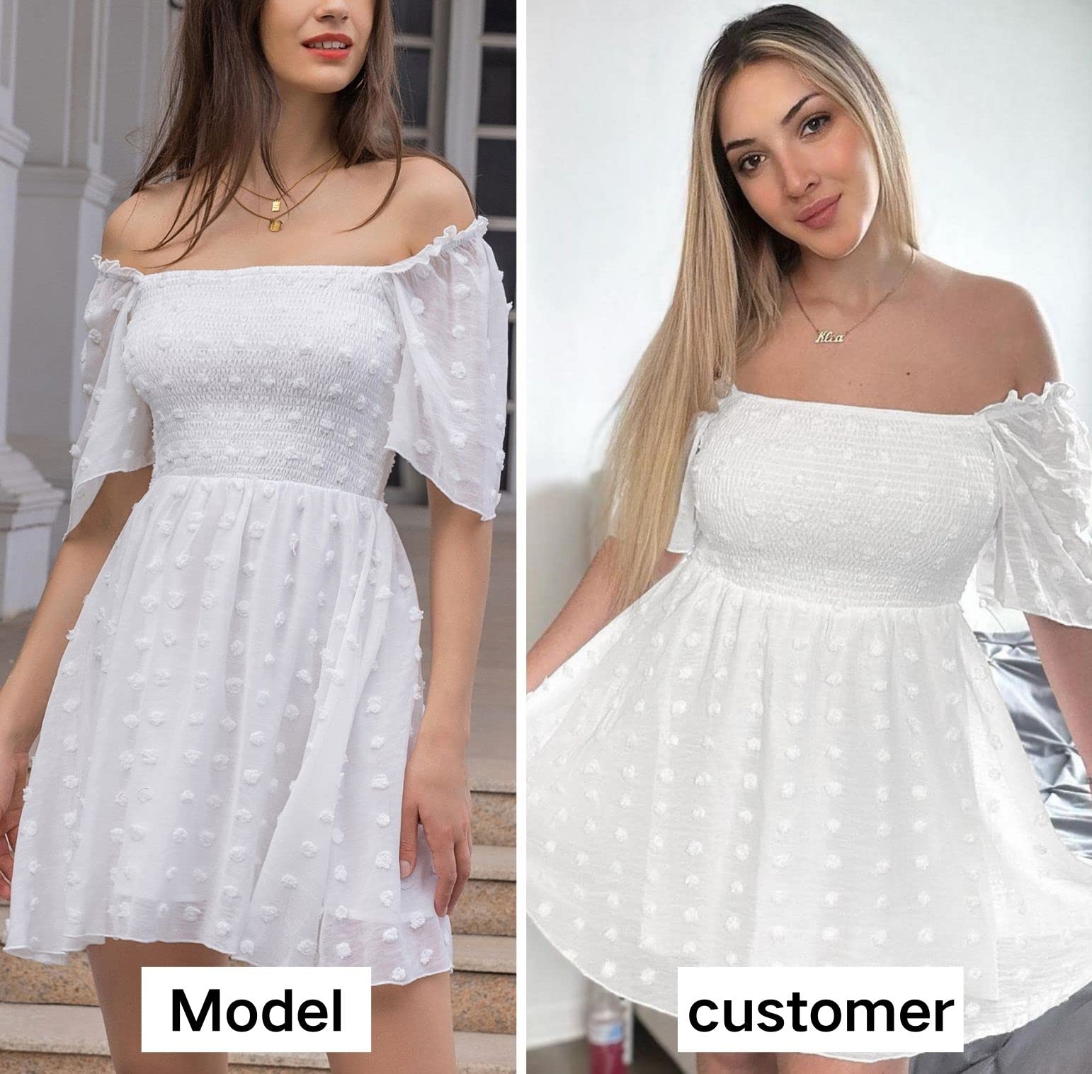EXLURA Women's 2025 Summer Casual Square Neck Ruffle Short Sleeve Swiss Dot Flowy Mini Dress - Perfect for Beach Vacations, Date Nights & Summer Parties