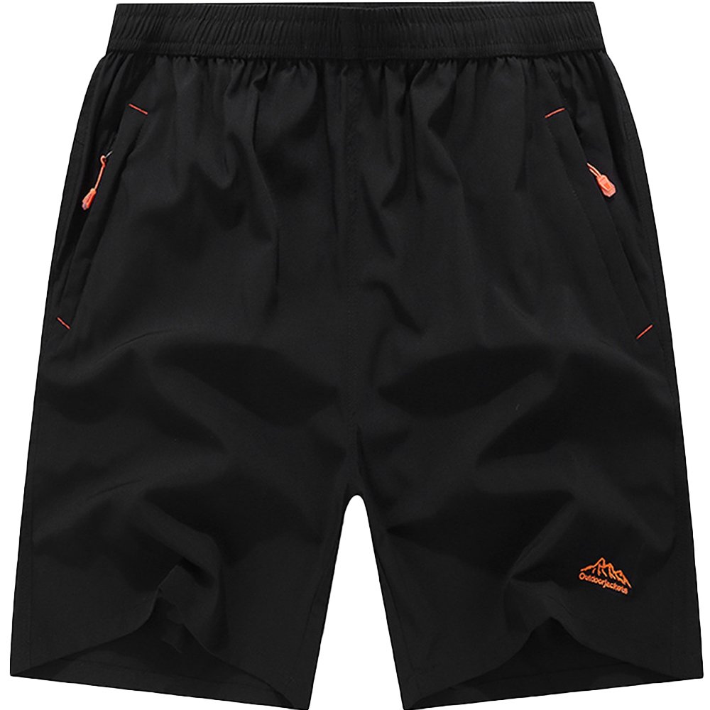 Big and Tall Quick Dry Men's Shorts with Pockets - Black (Size M) | Comfortable Athletic & Casual Wear for Outdoor Activities, Gym, Running, and Travel
