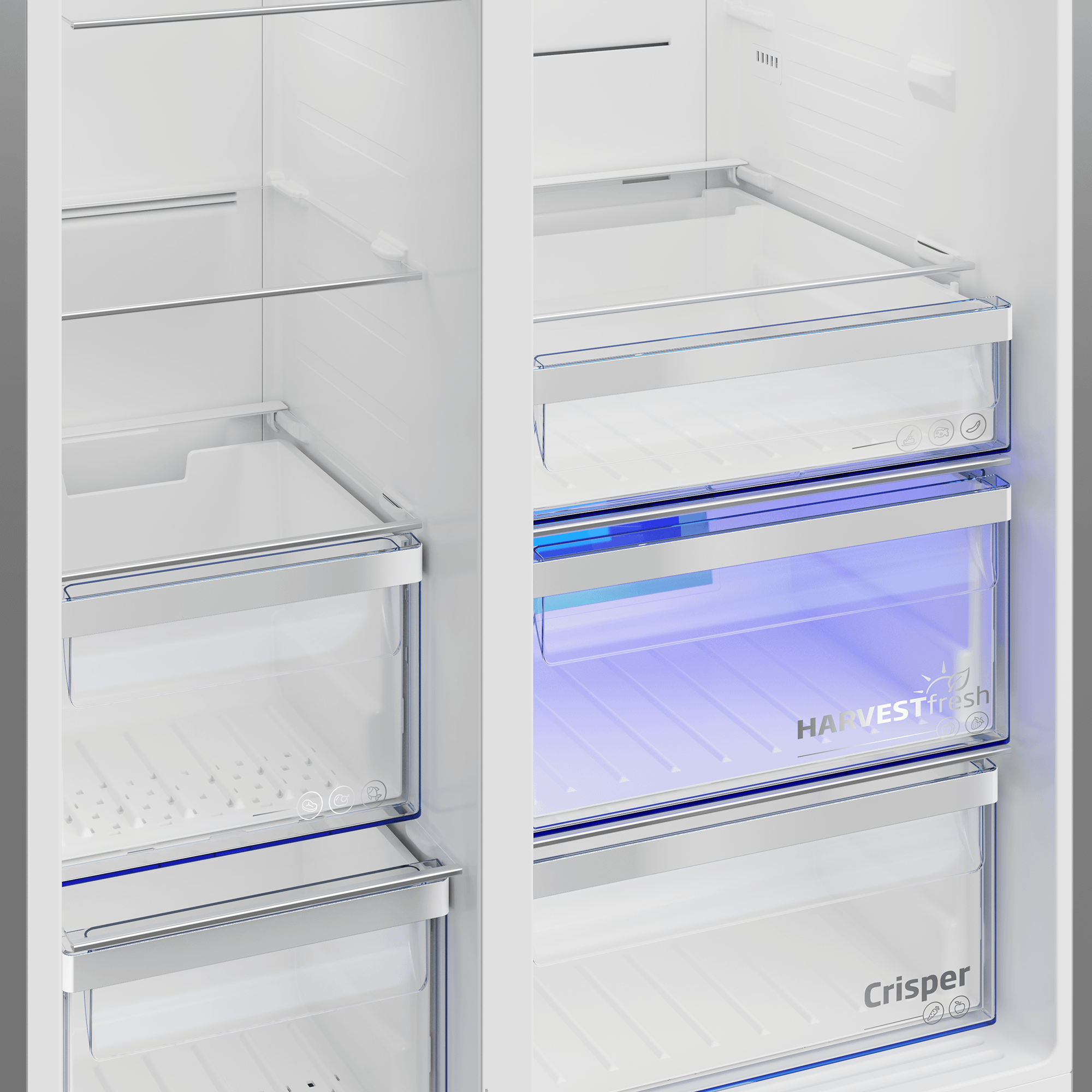 Beko BFSB3622XSS 36-Inch Stainless Steel Side by Side Refrigerator with HarvestFresh Technology - Perfect for Modern Kitchens & Large Families