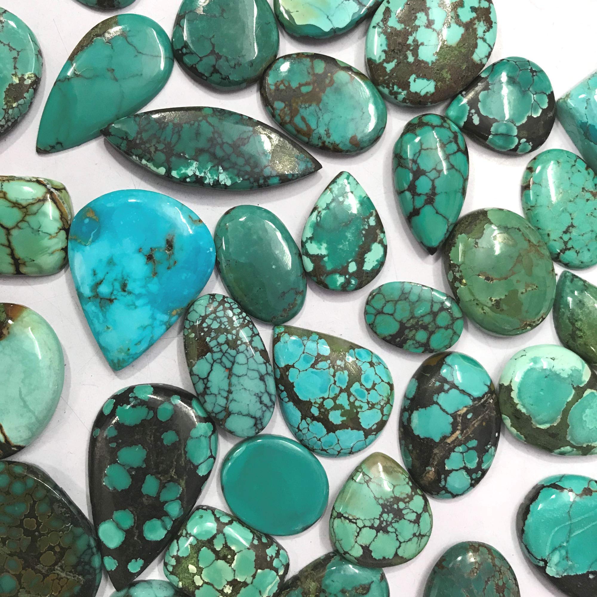 Genuine Tibetan Turquoise Gemstones - 100 Carats Bulk Cabochons for Jewelry Making & Healing Crystals