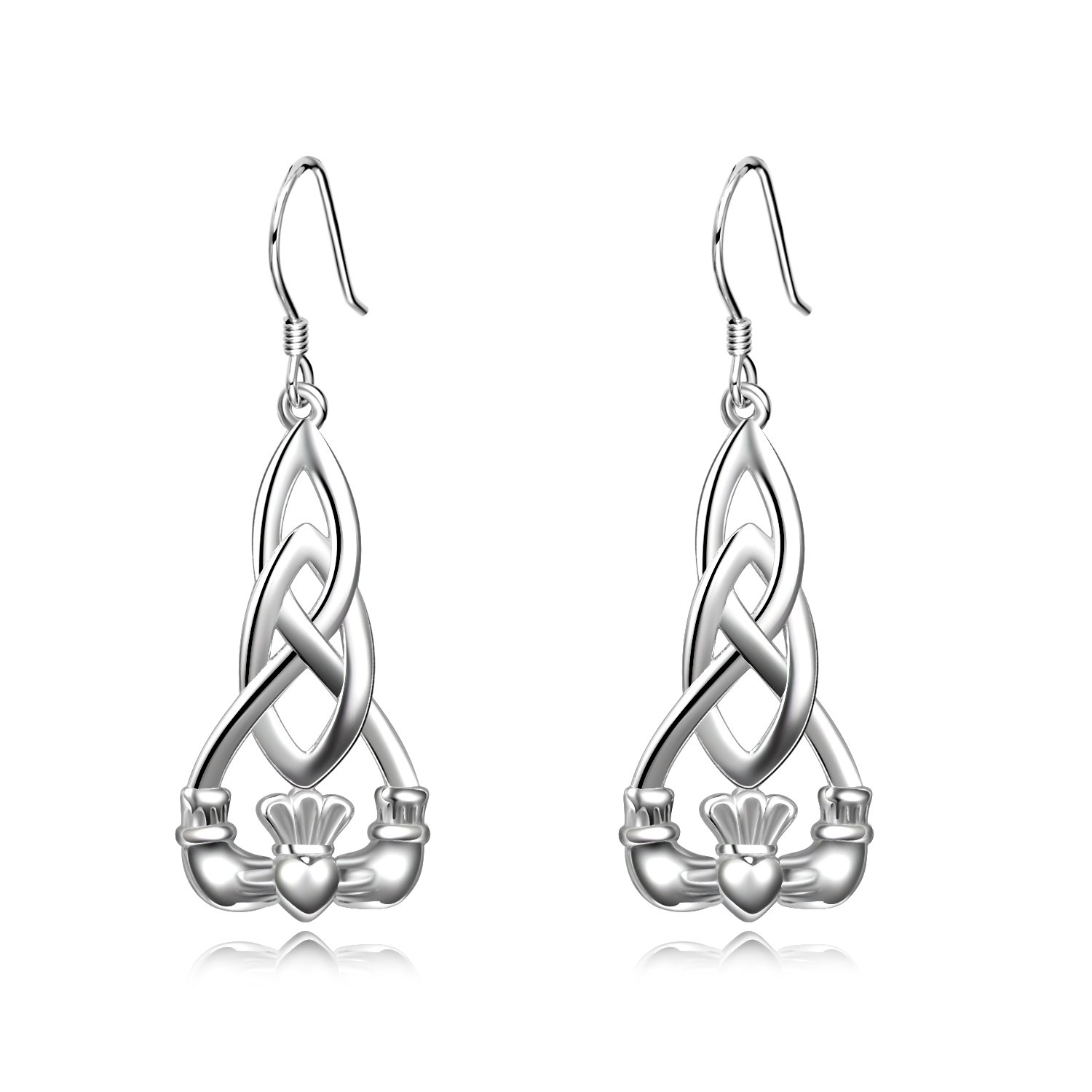 Celtic Knot Sterling Silver Dangle Earrings for Women - Irish Claddagh Jewelry with Fishhook, Perfect Gift for Christmas, Birthday & Special Occasions | Elegant & Timeless Design for Everyday Wear or Formal Events