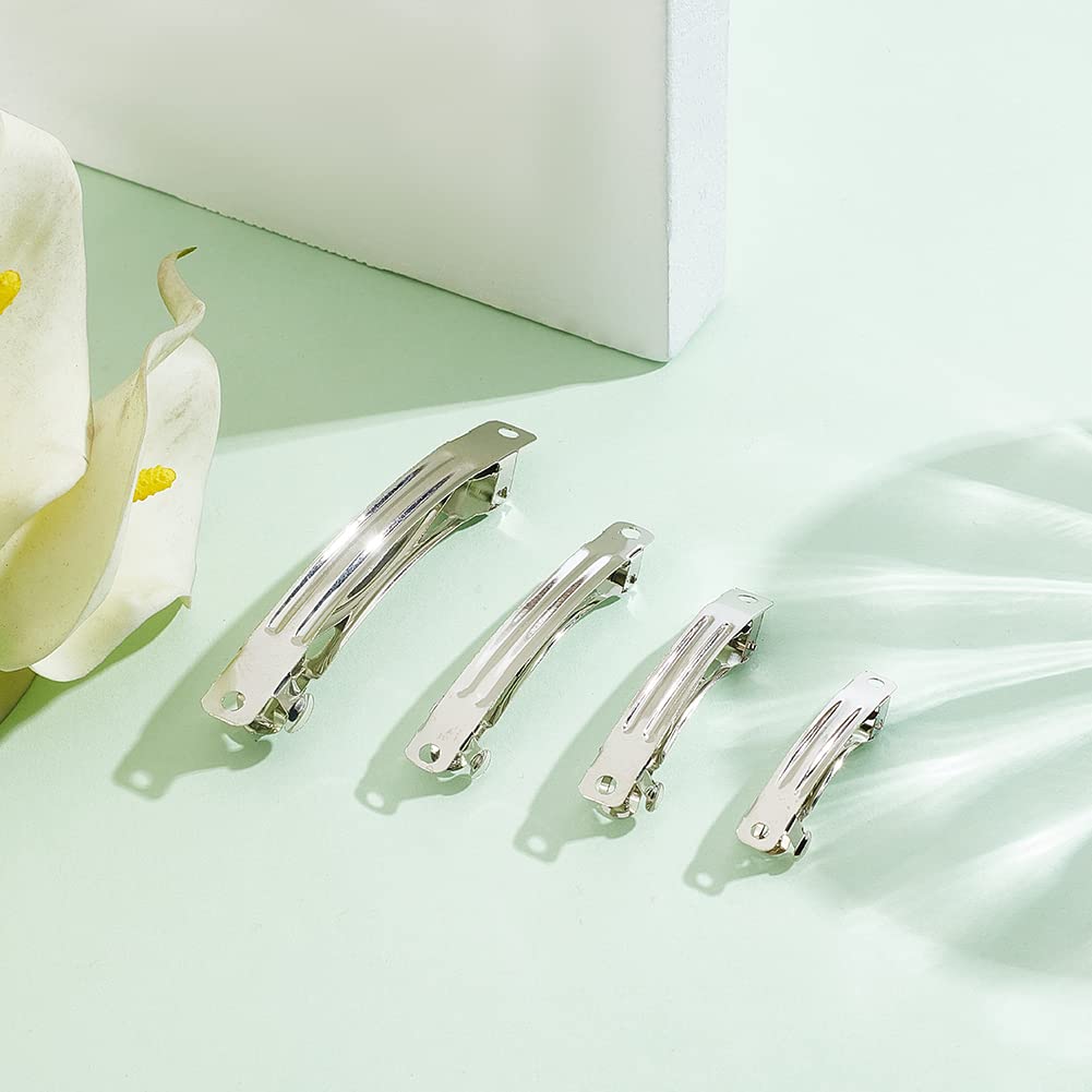PH PandaHall 120pcs French Barrette Hair Clips - 4 Sizes (1.5/2/2.3/3 Inch) Metal Alligator Clips for DIY Crafts, Hair Accessories & Bow Making - Perfect for Salon, Bridal & Party Hairstyling