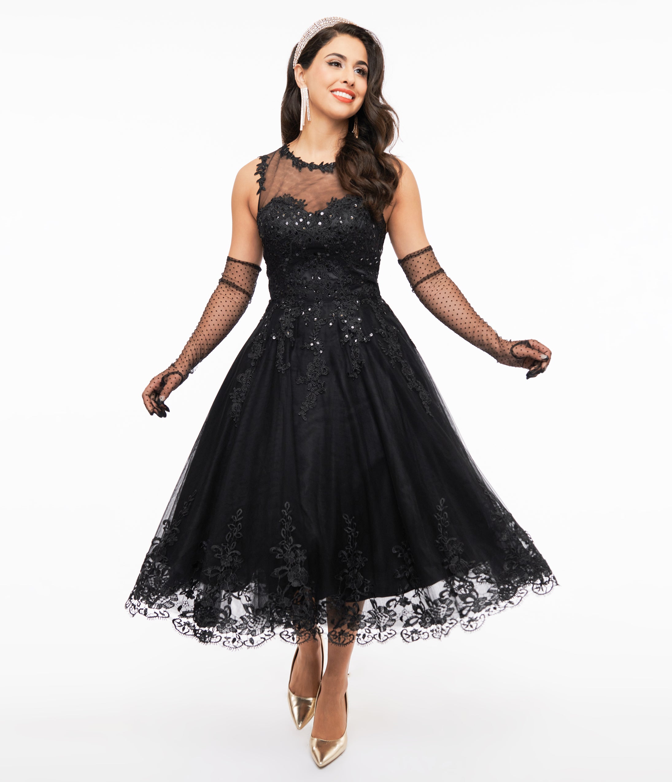Vintage 1950s Black Lace & Tulle Riviera Dress - Retro Cocktail Party Dress for Women, Perfect for Evening Events, Weddings & Special Occasions