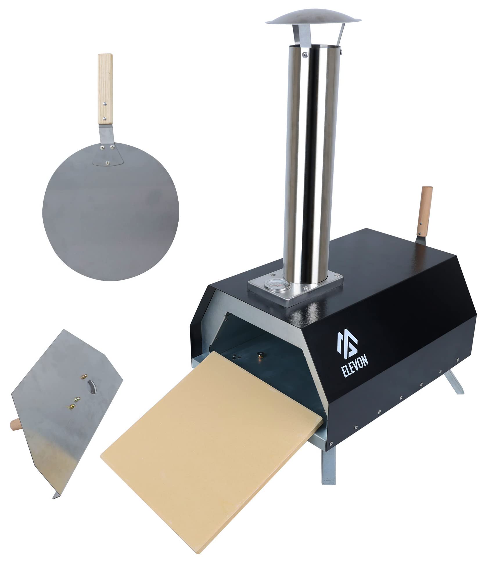 Portable Wood Fired Pizza Oven - Stainless Steel Outdoor Grill with Pizza Peel & Baking Stone - Perfect for Backyard, Camping, and Patio Cooking