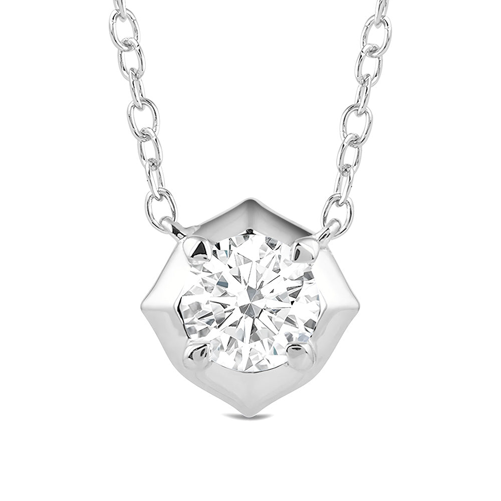 Lab Grown Diamond Solitaire Pendant Necklace - Hexagonal Cut 14K Gold/Platinum Women's Jewelry Gift for Anniversary, Valentine's Day & Special Occasions