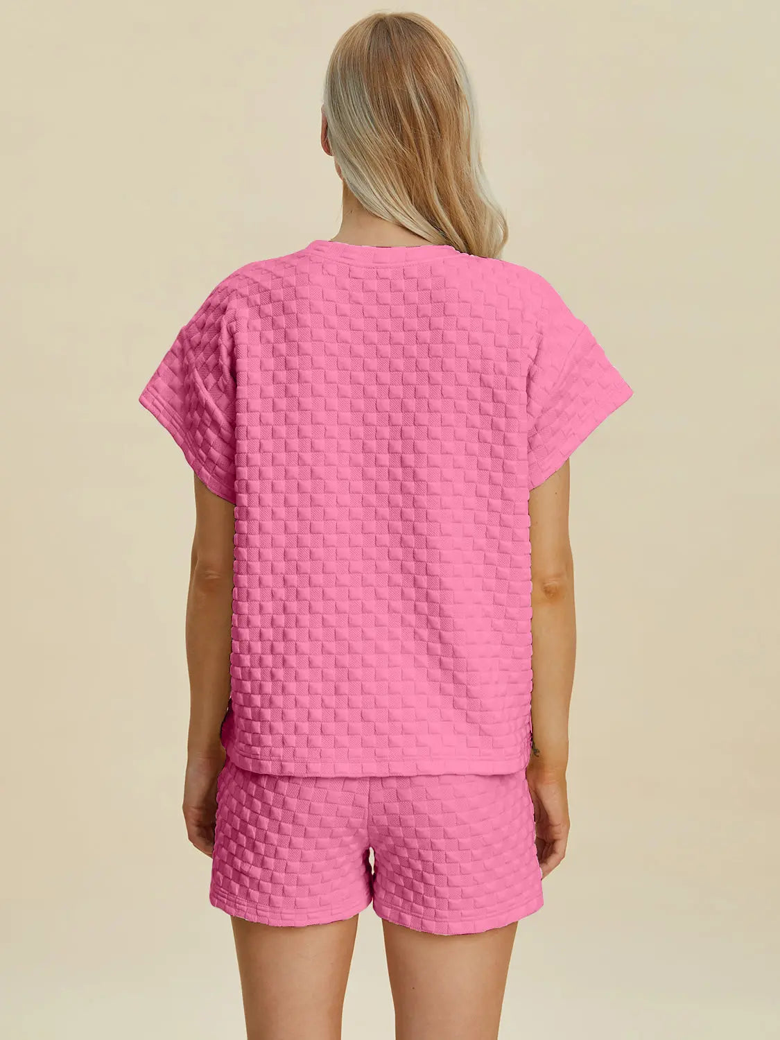 Double Take Full Size Texture T-Shirt and Shorts Set for Men - Comfortable Cotton Outfit for Casual Wear, Gym, and Lounge