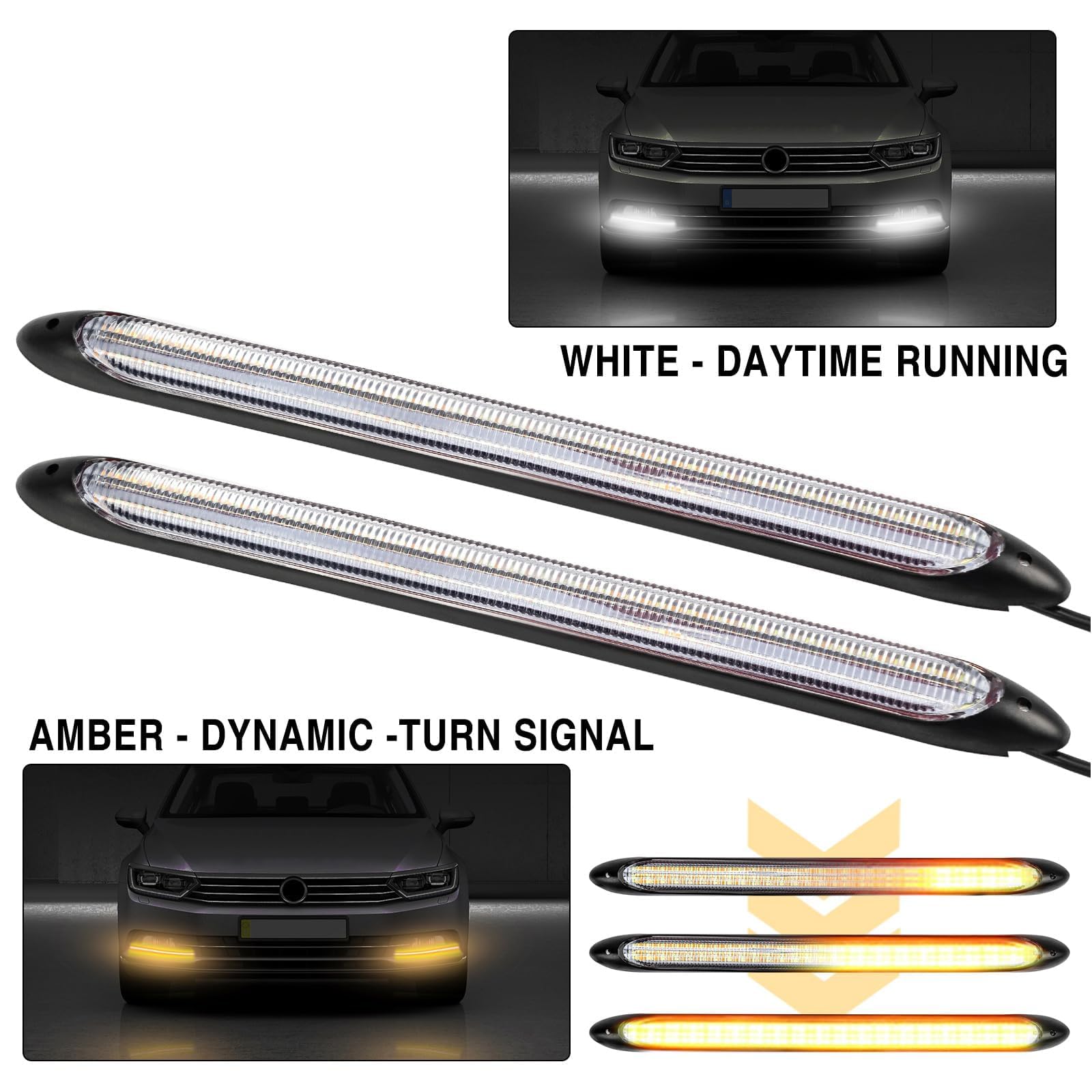 AutoXbert LED Car Daytime Running Light Strip - 2Pcs 9.25