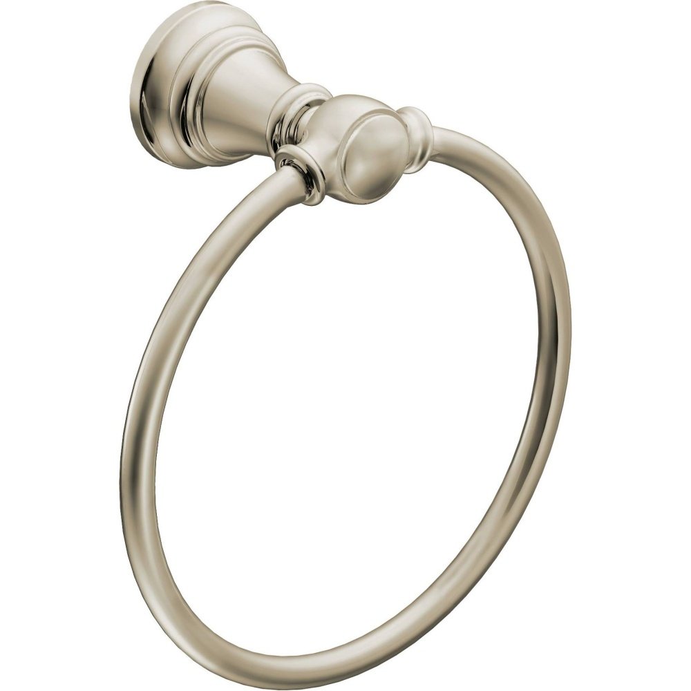 Moen YB8486NL Weymouth Polished Nickel Bathroom Towel Ring - Elegant Bathroom Accessory for Hand & Face Towels | Ideal for Bathrooms, Powder Rooms & Spa Decor | Durable & Stylish Home Upgrade