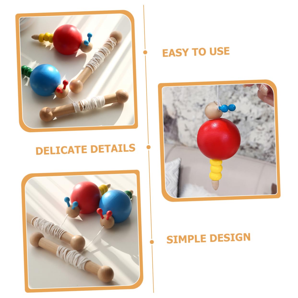 KONTONTY Wooden Pull Toy Set for Toddlers - Fun & Educational Kids Toys for Early Learning & Motor Skills Development - Perfect for Indoor Play, Outdoor Activities & Birthday Gifts