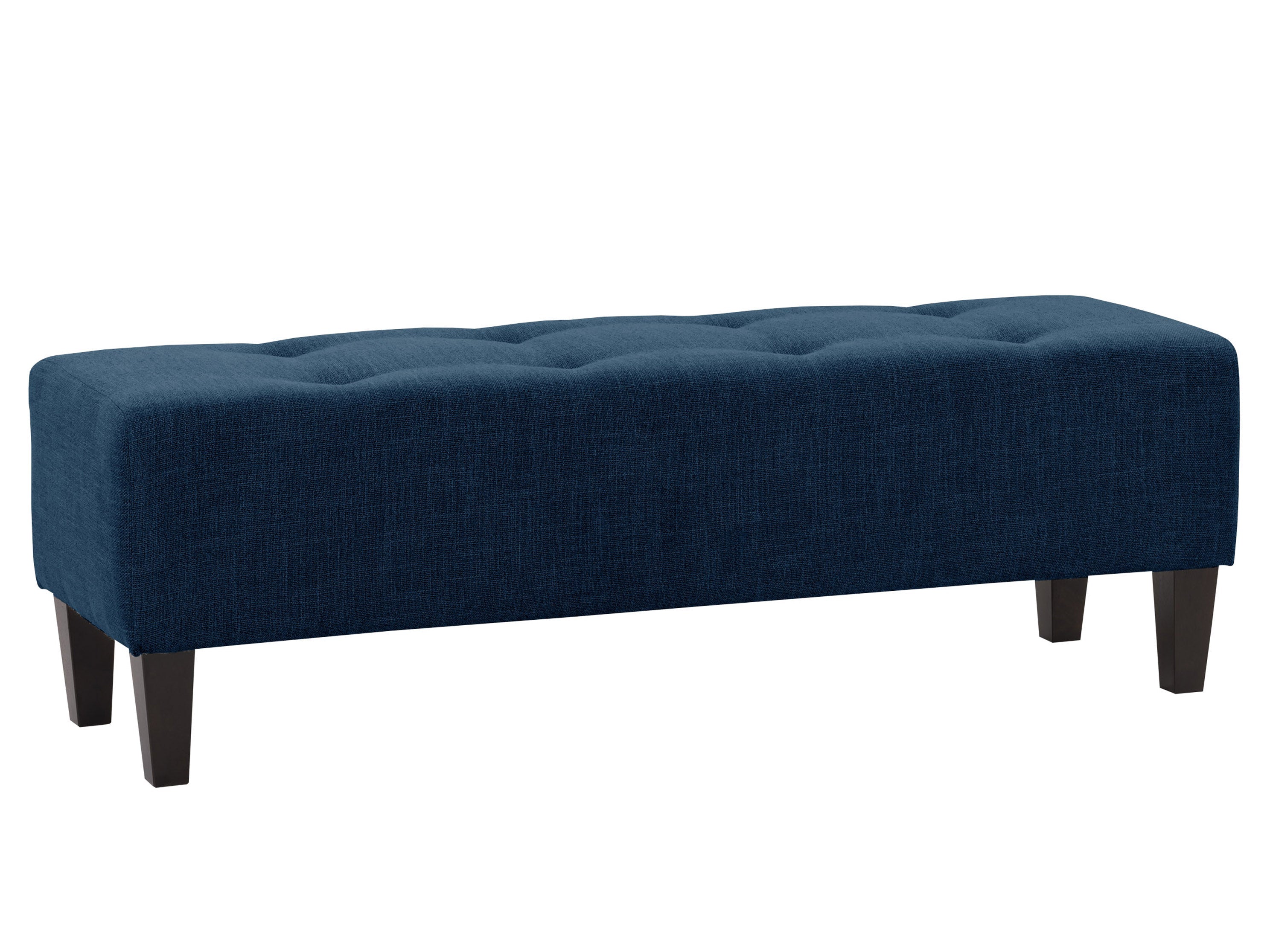 Navy Blue Accent Bench - Modern Upholstered Storage Ottoman with Wooden Legs | Perfect for Living Room, Bedroom, or Entryway Seating & Decor