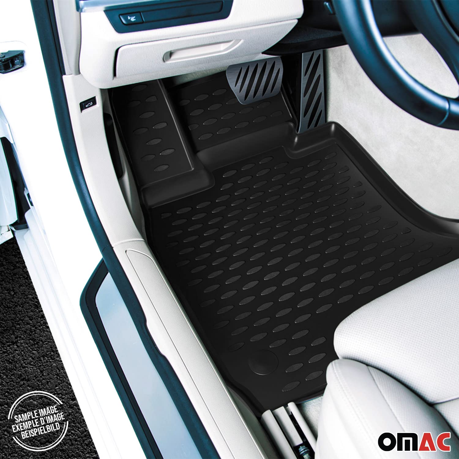 OMAC Custom Fit 3D All-Weather Floor Mats for Hyundai Tucson 2015-2021 - Waterproof, Non-Slip TPE Rubber Car Mats with Laser-Measured Precision | Perfect for Daily Commute, Road Trips & Winter Protection (Black)