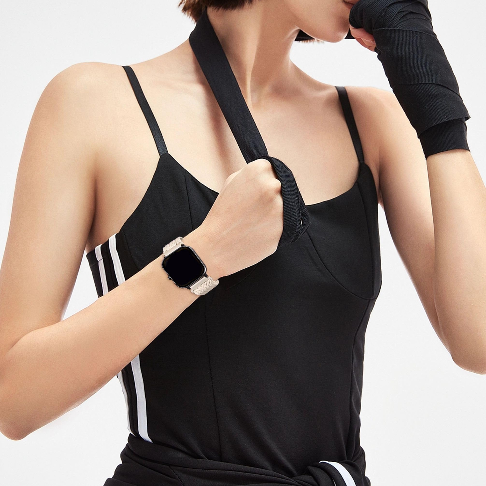 20mm Braided Stretchy Nylon Watch Bands - Compatible with Donerton P22/P32/P36 & Kalinco P22 Smartwatches - Quick Release Solo Loop Elastic Fabric Strap for Women & Men (2 Pack) - Perfect for Workouts, Daily Wear & Fashion Accessories