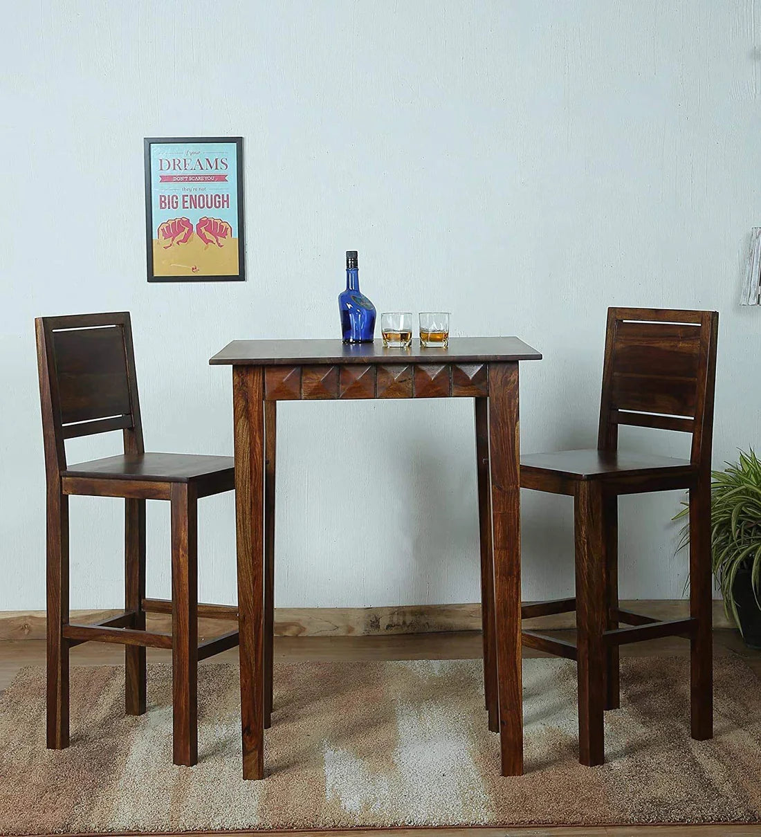 Gfine Solid Sheesham Wood Bar Table 32x32x40 Inches - Perfect for Home Bars, Kitchen Islands & Outdoor Entertaining