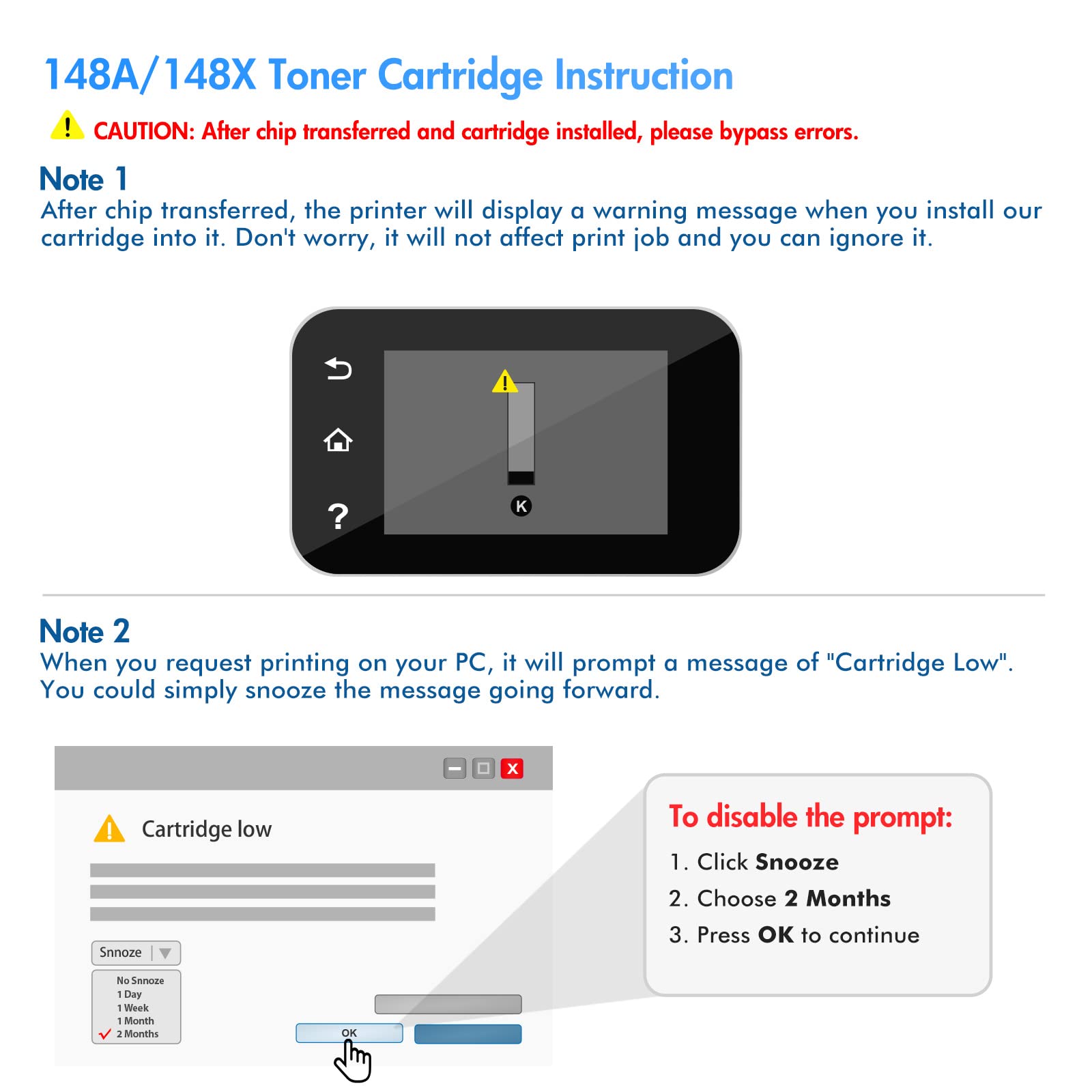 2-Pack 148A Black Toner Cartridge - Compatible Replacement for HP 148A/148X/W1480A/W1480X - Works with HP LaserJet Pro 4001n/4001dn/4001dw & MFP 4101fdw/4101fdn Printers - High-Yield Office & Home Printing Solution