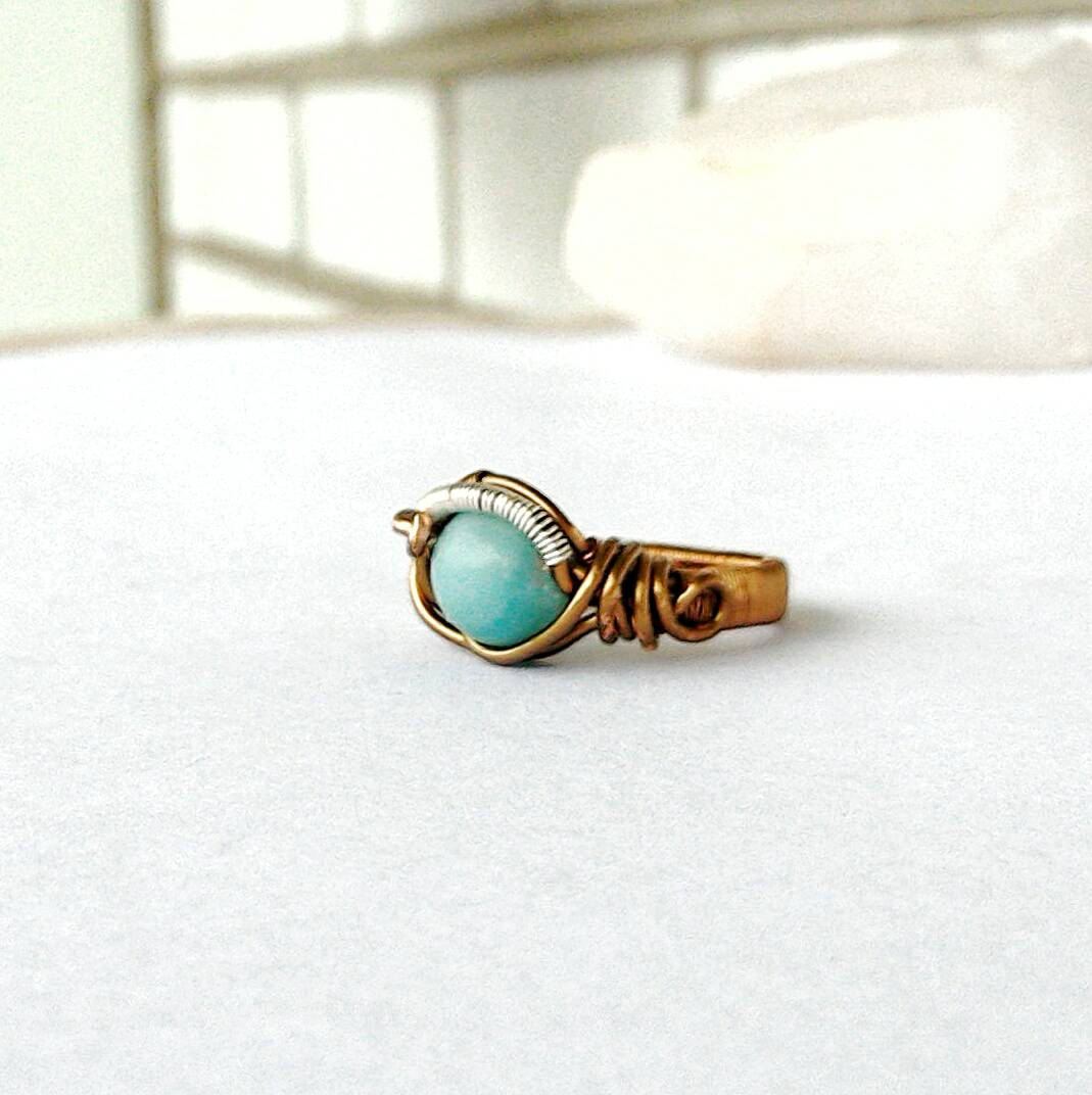 Amazonite Statement Ring in Antique Bronze - Handmade Boho Jewelry for Women | Perfect for Weddings, Parties & Everyday Wear