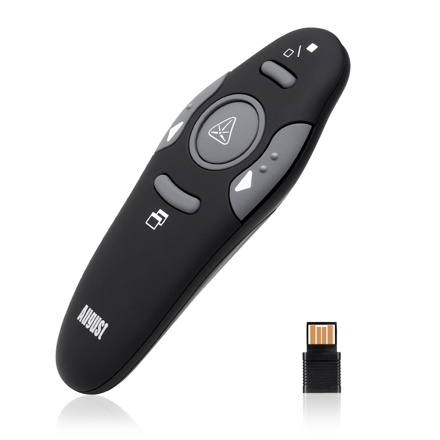 August LP205R Wireless Presenter Remote Control for PowerPoint & Google Slides - Laser Pointer & Slide Advancer - Perfect for Business Presentations & Online Teaching [Refurbished]