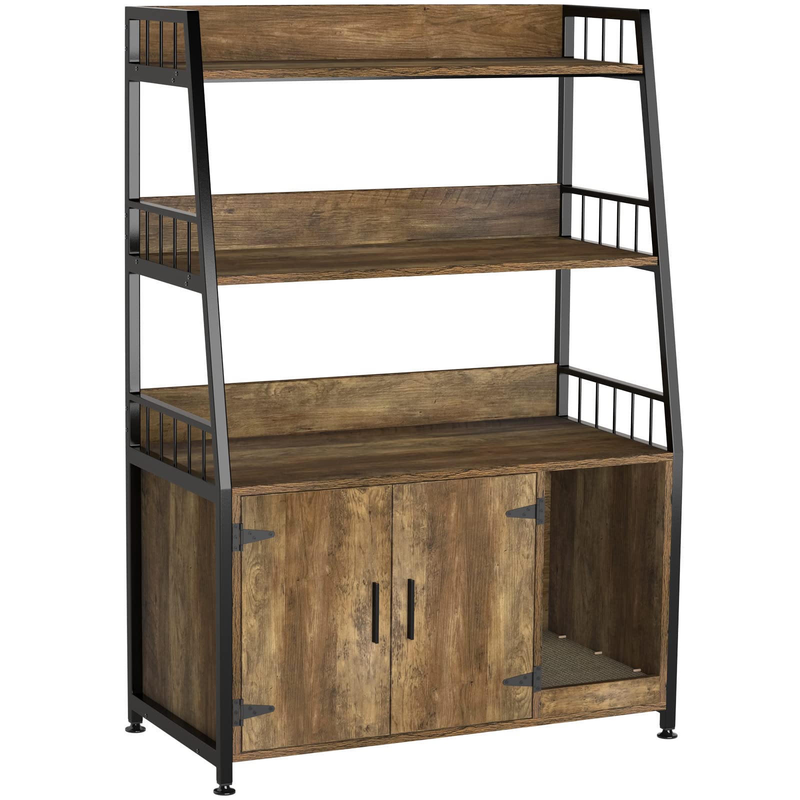 GDLF Large Hidden Cat Litter Box Enclosure Furniture with Shelf - Wooden Sturdy Cat Washroom Storage Cabinet with Scratching Post, Light Brown - Perfect for Living Room, Bedroom, or Home Office Décor