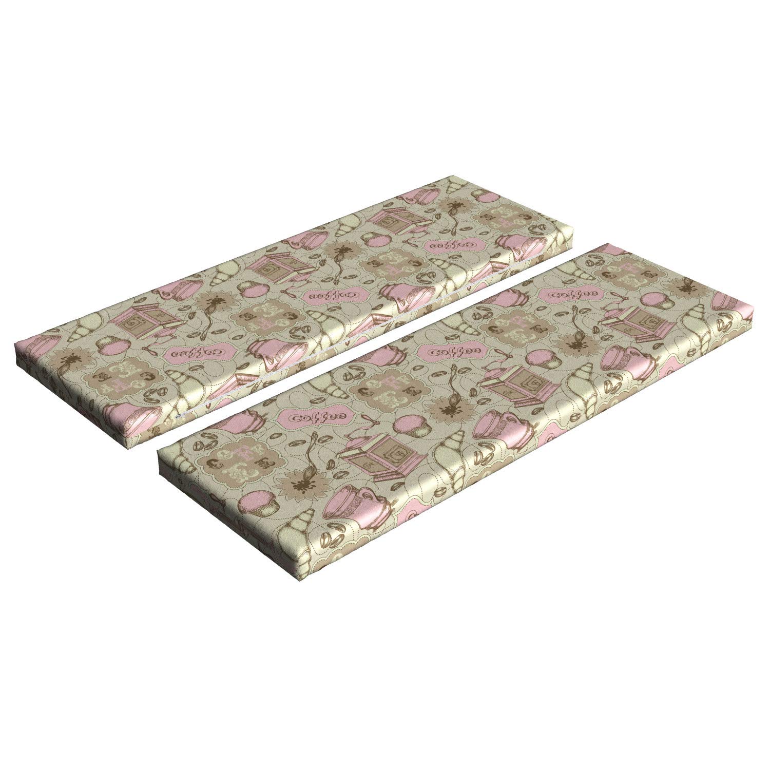 Ambesonne 2-Piece Cartoon Bench Cushion Set - Modern Abstract Tea Pot & Bakery Design (45