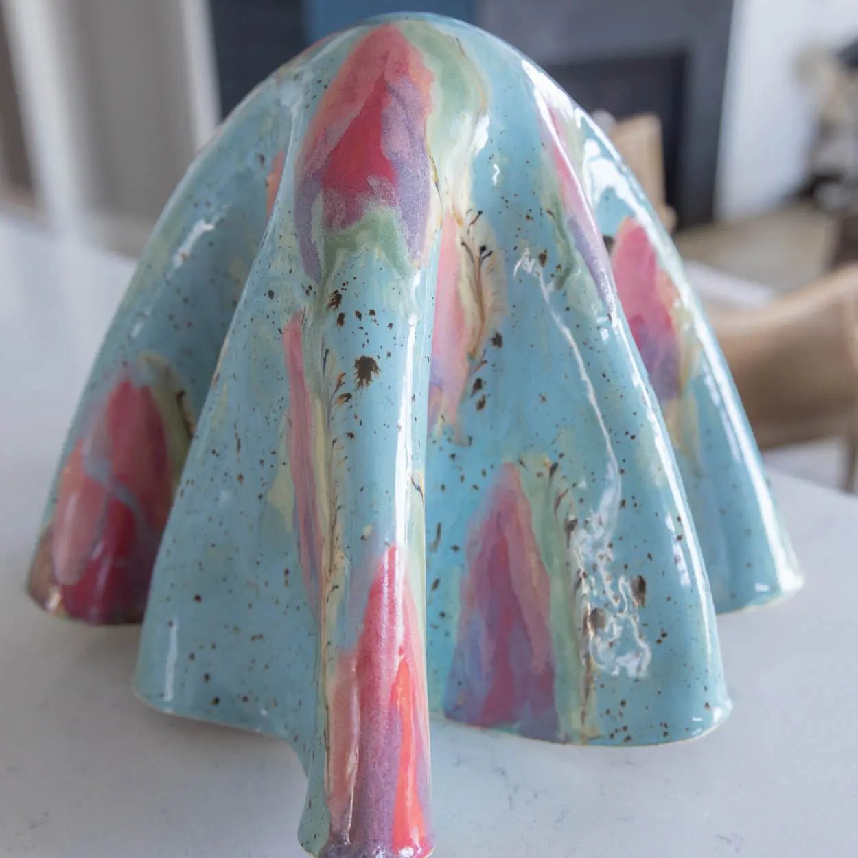 Ghosty XL Porcelain Ghost Abstract Art - Handcrafted Ceramic Sculpture in Baby Blue, Pink, Purple & Green | Halloween Decor, Gothic Home Decor, Unique Gift for Art Collectors