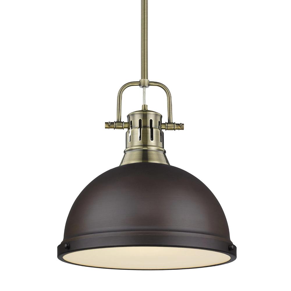 Elm Large Pendant Light with Adjustable Rod in Aged Brass Finish - Perfect for Dining Room, Kitchen Island or Entryway Lighting