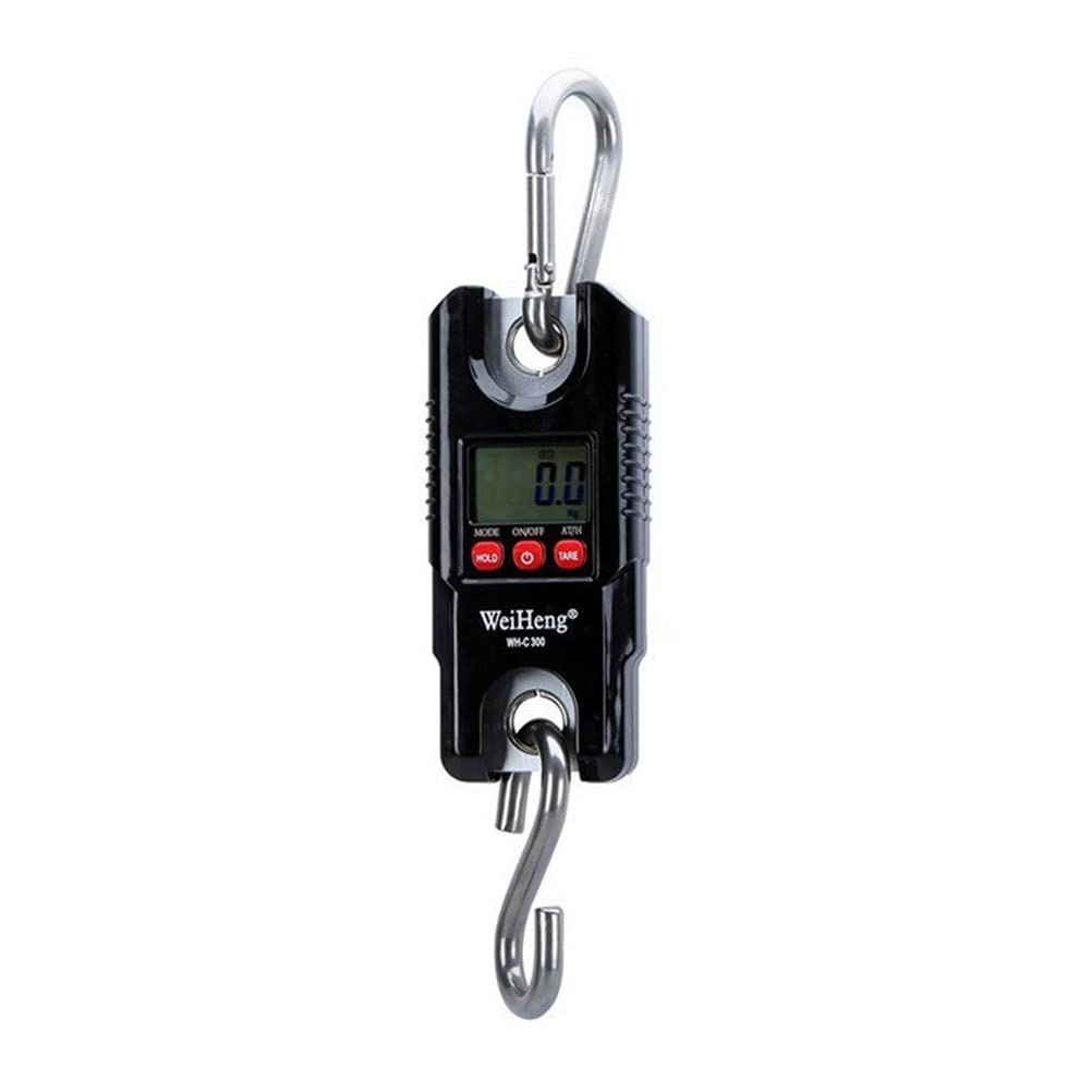 Digital Luggage Scale 300kg/600lb with Hook - Portable Heavy Duty Postal Scale for Travel, Shipping & Industrial Use - Accurate 0.1kg Precision - Perfect for Home, Farm, Hunting & Warehouse (Black)