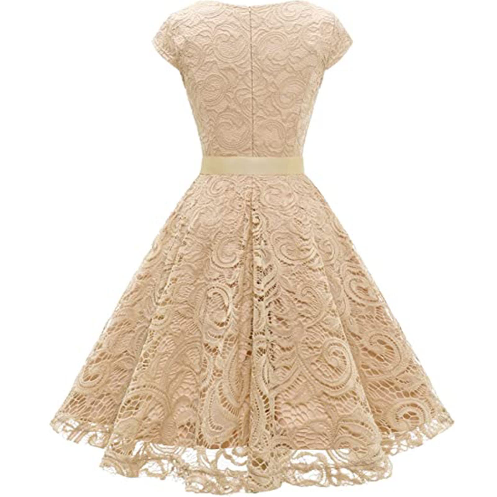Elegant Women's Sleeveless Lace Wedding Guest Dress - Tea Length Bridesmaid Formal Gown for Weddings, Parties & Special Occasions