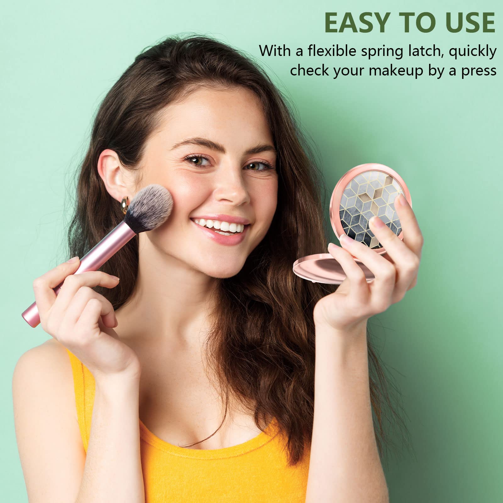 Nipichsha Compact Travel Mirror 2X/1X Magnification - Rose Gold for Makeup On-The-Go