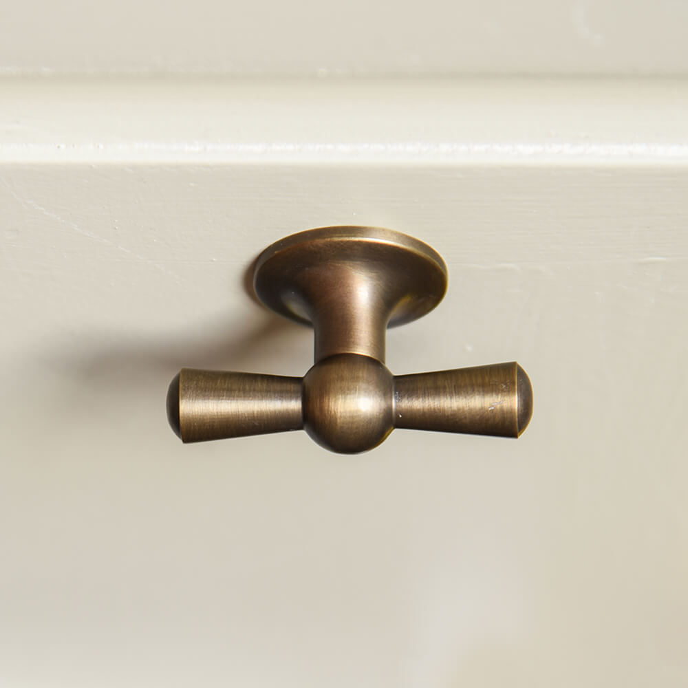 Vintage Antique Brass Cabinet Knobs - Set of 10 for Kitchen & Bathroom Drawers - Classic Cross Design for Furniture, Dressers & Home Decor